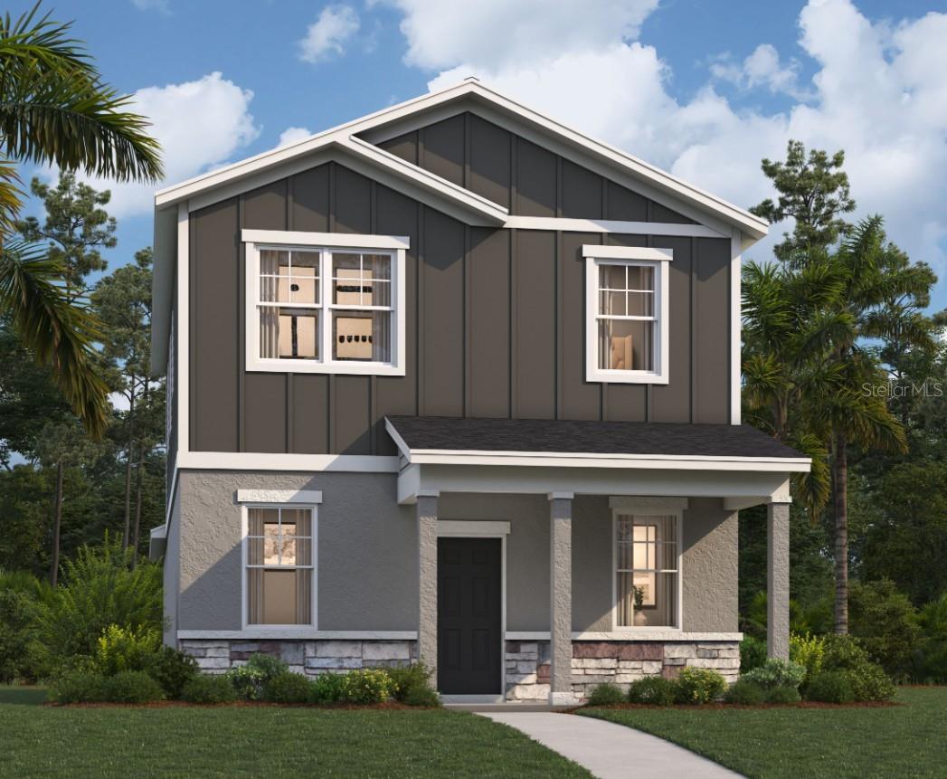 One or more photo(s) has been virtually staged. Under Construction. Stanley Martin builds new construction homes in the Brack Ranch community in St. Cloud, Florida. This neighborhood is ideally located: halfway between downtown Orlando and the beaches of Florida's east coast. You'll have the best of both worlds: the excitement of the city and the tranquility of the coast right at your fingertips. Downtown Orlando and its famous theme parks are just 25 miles away, and I-95 is only 35 miles away, making for an easy commute. With easy access to SR-417, SR-528, US-192, and Florida's Turnpike, your commute will be a breeze. Plus, with Orlando International Airport just a 15-minute drive away, travel is a breeze. It's not just about the surroundings: Brack Ranch is packed with amenities designed to enhance your lifestyle. Take a dip in the pool, relax in our clubhouse, or explore the many hiking trails.
Stanley Martin presents the Newcomb, a new two-story single-family home design with a smart open-concept layout, a two-car rear garage, and energy-efficient features ideal for both entertaining and relaxing. On the first floor, enjoy a spacious kitchen with a walk-in pantry for extra storage, a dining area, a living room, and a powder room, plus a covered lanai. Upstairs, explore a primary suite with a walk-in closet, a bathroom with a double vanity, and a conveniently located laundry room to avoid carrying laundry. Enjoy a flex room with endless storage and entertaining opportunities, along with two additional bedrooms upstairs for family or guests. Newcomb strikes a harmonious balance between low-maintenance living and the spaciousness of a single-family home.