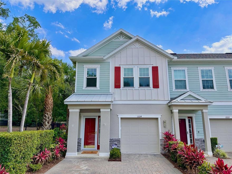 One or more photo(s) has been virtually staged. Welcome to Aqua Solis, a serene retreat nestled in highly sought-after coastal Dunedin. Celebrated for its charm, Dunedin has been recognized by Travel + Leisure as one of the Best Small Towns to Live in the US. This end-unit townhome, constructed in 2018, showcases captivating Key West-inspired architecture set among lush tropical landscaping. Situated in a non-flood zone, just a mile from downtown Dunedin and the Pinellas Trail, this walkable and golf cart-friendly neighborhood is truly a hidden gem. Upon entering, you will find an open-concept living space featuring high ceilings, crown moulding, and stylish plank-style ceramic flooring, perfectly tailored for contemporary lifestyles. The upgraded kitchen stands out with its sleek white cabinetry, elegant granite countertops, tile backsplash, under cabinet lighting and premium stainless steel appliances. A spacious island, pantry closet and ample storage enhance its functionality. From the kitchen, step through the three-panel hurricane impact sliding doors (2019) onto your private lanai featuring new tile flooring (2025) and custom shades, creating your tranquil and secluded oasis. Upstairs, the primary bedroom offers a spa-inspired ensuite bathroom, complete with granite countertops, step-in shower with frameless glass door, double vanities and a large walk-in closet. Two additional bedrooms, along with a conveniently located laundry room complete the second floor. The second full bathroom has been upgraded to feature a new walk-in shower, complete with bench seating and a glass sliding door (2026.) The staircase and upstairs bedrooms also feature upgraded laminate flooring- no carpeting at all. Hurricane impact windows (2019) ensure the protection of your investment and contribute to your peace of mind. Additional updates include water heater (2025), AC (2022), lighting (2026) and freshly painted interior (2026.) This Energy Star-rated home not only means reduced utility costs but also enhances comfort throughout the year. The property features a one-car garage and a two-car paver driveway, providing ample parking space. Experience low-maintenance living with a remarkably low HOA fee. For leisure, enjoy the sparkling community pool or take a quick bike or golf cart ride to Edgewater Drive, where you can indulge in breathtaking waterfront views and stunning sunsets that make living here truly exceptional. Aqua Solis is a boutique gated community offering amenities such as a pool, dog park and community trail. Situated in the golf cart zone, also nearby is the Blue Jays spring training stadium, hospital and historic downtown Dunedin’s charming shops, restaurants, parks, marina, weekly farmers market, and frequent festivals. Paradise awaits at award-winning nearby beaches, including Honeymoon Island, Clearwater Beach, and Caladesi Island. This highly desirable location is just a 30-minute drive to two international airports. Whether as your primary residence or a seasonal escape, this end-unit residence is the opportunity you have been waiting for. Do not miss your chance to own a piece of paradise.