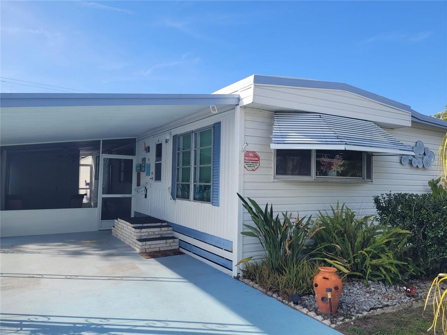 This beautiful and spacious 3/1/1 furnished mobile home is located in the active and friendly, gated 55+ community of Skyview Estates. You'll be very comfortable relaxing in this home located at the start of a quiet dead end street with a large partially fenced private back yard with no back yard neighbors. Upgrades include: new electrical box, new 3-ton AC, new dryer, new natural gas stove and hot water heater; 2 year old kitchen appliances, 2 year old washer, new engineered wood flooring in the kitchen, 2 bedrooms and full bath; there is no carpet throughout the entire home; new 2 year old screened-in Florida room; there is room to park 4 cars; NEW 10X16 Smithbuilt shed with garage door and man door; Septic was inspected and pumped and a new drainfield was installed in Oct 2023; roof recoated in 2023; new cabinetry in part of kitchen. You own the land so there is not lot rent, and the HOA is only $400 per year.