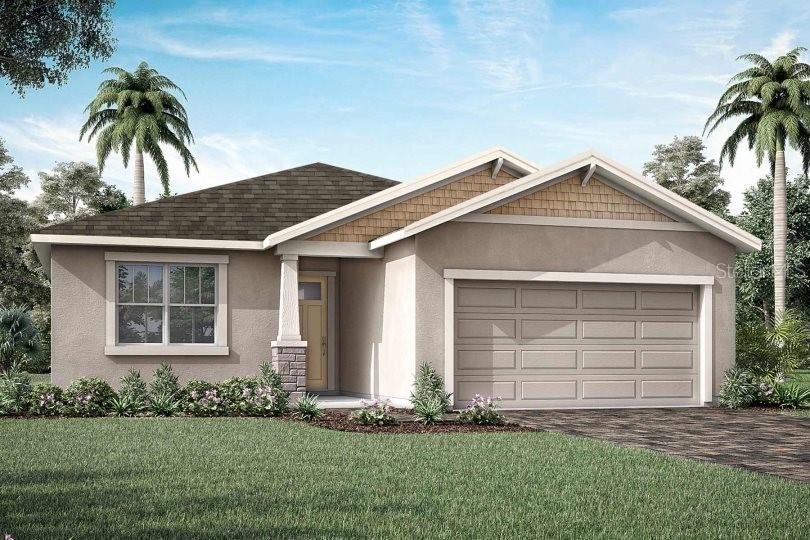 Under Construction. The Gateway is a thoughtfully designed single-story home offering just over 2,200 square feet of well-planned living space, ideal for both everyday living and entertaining. With 3 bedrooms, 2 full baths, a convenient powder room, flex room, and a 2-car garage, this home blends spacious comfort with smart functionality.
As you walk down the foyer, the oversized kitchen island immediately draws your attention. With a breakfast bar that seats up to seven, it becomes the true heart of the home—perfect for gathering, serving, or casual dining. The kitchen also boasts abundant cabinet storage, a walk-in pantry, and ample counter space for all your small appliances and cooking essentials. It opens directly to the dining area, which easily accommodates a round or square table, and the adjacent great room provides an open, airy layout with plenty of wall space for a large entertainment setup.
The owner’s suite is situated just off the great room, offering a private retreat complete with a spacious walk-in closet featuring vented shelving. The en suite bath includes a raised dual-sink vanity, glass-enclosed shower, and a linen closet for extra storage. Bedrooms 2 and 3 are located at the front of the home near the foyer and share a full hallway bathroom, making them perfect for guests, or a home office.
The flex room adds even more versatility to the floor plan and includes a walk-in closet, making it a great option for a fourth bedroom, study, or hobby room. A centrally located powder room near the main living area adds convenience while keeping full baths private.
Located in the vibrant, master-planned community of Crosswind Ranch in Parrish, the Gateway also provides access to future resort-style amenities including a pool, cabana, pickleball courts, tot lot, paw park, and scenic walking trails—offering the perfect balance of comfort, style, and community living.
Photos, renderings and plans are for illustrative purposes only and should never be relied upon and may vary from the actual home. Pricing, dimensions and features can change at any time without notice or obligation.