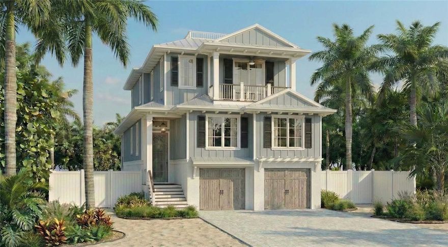 Pre-Construction. To be built. Brought to you by Noah Thomas Builders, this newly constructed coastal residence inspired by classic West Indies architecture and situated in the exclusive Roberts Point neighborhood on Siesta Key. This thoughtfully designed home pairs timeless island style with modern coastal construction, offering refined living in a highly desirable island setting. Built to meet today’s highest coastal standards, the residence will feature solid concrete block construction, elevated foundation systems, hurricane-impact windows and doors, metal roofing, and other structural elements designed for durability and long-term peace of mind in a waterfront-adjacent environment. The interior layout emphasizes open, airy living spaces with high ceilings with abundant natural light that create an effortless connection to the outdoors. The kitchen is designed as both a functional workspace and gathering area, featuring premium appliances, custom cabinetry, and a generous island ideal for entertaining and everyday living. The primary suite serves as a private retreat with a spa-inspired bathroom, including a freestanding soaking tub, dual vanities, and a spacious walk-in shower. Additional bedrooms offer en-suite baths and refined finishes, while a flexible bonus space allows for a home office, fitness room, or lounge. Outdoor living is a focal point of the design, with covered entertaining areas, an outdoor kitchen, and a resort-style pool and spa—perfect for enjoying Siesta Key’s year-round sunshine and relaxed island atmosphere. Located on the quiet north end of Siesta Key, Roberts Point is known for its privacy, natural surroundings, and convenient proximity to Siesta Beach, Siesta Village, and downtown Sarasota. This new construction home presents a rare opportunity to experience elevated coastal living by Noah Thomas Builders in one of Sarasota’s most coveted island communities. All images, renderings, and descriptions are for illustrative purposes and represent the intended design and style by Noah Thomas Builders. Finishes, materials, and specifications are subject to change during construction. Pricing, availability, and final details may be modified prior to completion.