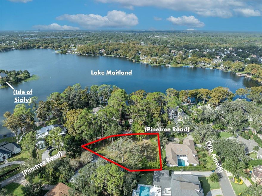Are you ready to build your dream home? Presenting a rare opportunity to build a custom home on one of the most coveted streets in downtown Winter Park, this spacious lot is just shy of half an acre and located minutes from Park Avenue.
Across from the lakefront homes on Pinetree Road, this fabulous lot is cleared and ready to build.
Fantastic location with a neighborhood trail that leads to the side entrance of the Winter Park Racquet Club. And just a short ride over to Kraft Azalea Gardens, Phelps Park, or the Winter Park YMCA. This location is zoned for great schools: Dommerich, Maitland Middle, and Winter Park High.