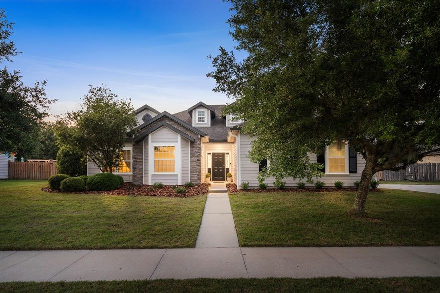 Welcome to this beautiful pool home located in the highly desirable Weschester/Burberry Ponds community in Northwest Gainesville! Situated on one of the larger lots in the Burberry Ponds section, this 4 bedroom, 2.5 bathroom home offers the perfect blend of comfort, style, and functionality. Inside, you’ll love the bright open floor plan and abundance of natural light throughout the home. The spacious primary suite is tucked away from the additional bedrooms, creating a private retreat complete with a large en suite bathroom. Recent updates throughout the home include new carpet in the bedrooms (2022), updated lighting and ceiling fans with remotes, beautiful Pottery Barn kitchen lighting, and shiplap detail added to the kitchen island for extra character and charm. The kitchen has also been upgraded with appliances replaced in 2022, including a gas stove and added natural gas line. Step outside to your backyard oasis featuring a sparkling saltwater pool complete with 4 fountains and 2 bubblers on the sun shelf, covered porch, paver patio, newly added pool fence, fresh landscaping, and one of the largest yards in the neighborhood — perfect for entertaining, relaxing, or enjoying Florida living year-round. Additional features include fresh exterior paint, recent pressure washing, washer and dryer included, travertine flooring and tile, and a tankless natural gas water heater. Located within Gainesville city limits and close to shopping, parks, UF, Shands, and more, this move-in ready home is nestled in a wonderful neighborhood with sidewalks, ponds that can be fished, a playground, and natural common areas. Plus, the home is just a 4-minute drive to top-rated Talbot Elementary School. Come see this exceptional Northwest Gainesville home for yourself!