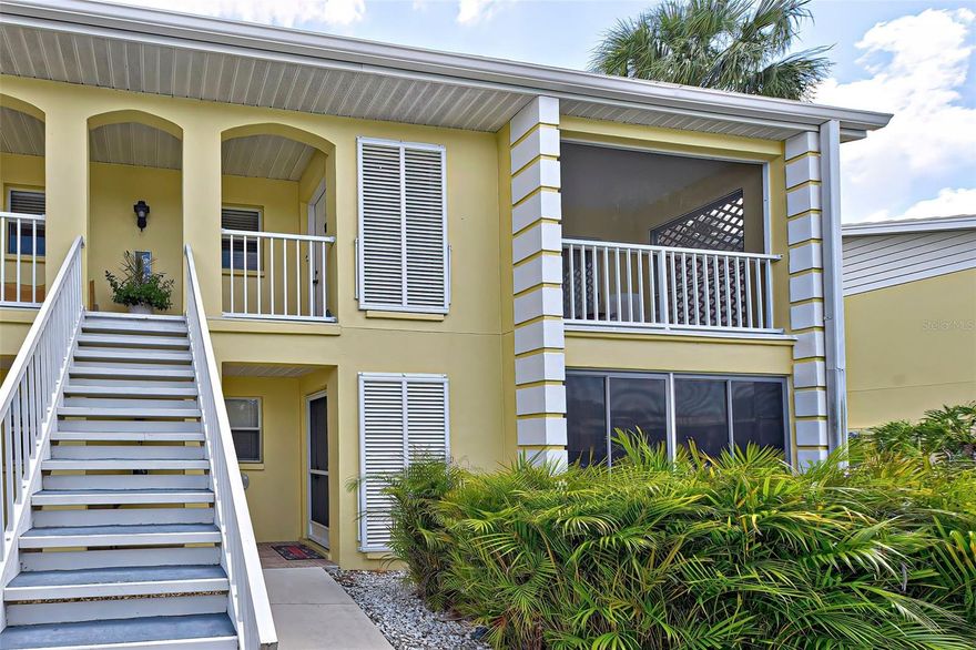 Don't wait to own your own piece of paradise! Beautiful end Unit Condo in the Westchester Gardens/ Plantation Golf and Country Club. The home is "TURNKEY" and you only need to bring your personal items to start enjoying everything the Plantation subdivision. These 2 bedrooms and 2 bath condo boasts large closets and private balconies off of each bedroom. The bedrooms are separated making it perfect to have guests with their own personal space with a screened in balcony. This open concept dining room/living room continues to the large screened in lanai extending your entertaining space with your friends. The sliders off of the living room, secondary bedroom and the master bedroom bring in an incredible amount of natural light to the unit. The Kitchen has a pantry along with a breakfast bar. The Laundry Closet has a full-size washer and dryer with additional storage space. New Roof installed in 2024. The unit has a deeded carport with a storage unit directly in front of the unit. Westchester has a community pool, grills, bike paths, and a very active social group. Membership to the Plantation Golf and Country Club is optional at an additional fee. Within a short drive you can be on the beach, shopping, restaurants, Atlanta Braves Spring Training, and the City of Venice. Don't miss out on this well-maintained unit!
