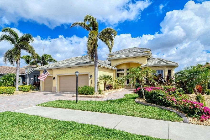This elegant former SAM ROGERS model home with fabulous view of the pond is a perfect Florida home for entertaining family and friends.  It has 2530 sq, ft, of living space on first floor and another 582 sq ft in bonus room and bath on the 2nd floor. This is a great opportunity for those looking for a larger home where memories can be made whether a growing family or the perfect home for visits from grown children and grandchildren. It is located inside the resort style community of Gran Paradiso with first class amenities, including  resort style pool, tennis courts, fitness center, pickleball, and playground.   Gran Paradiso is located near beaches and convenient to shopping in Wellen Park.  If  you’re a baseball fan you can go see a game at the Atlanta Braves training stadium just a few miles away. This home has it all. From the moment you walk through the front door you will appreciate the many custom features that make this home so special. It has extremely high ceilings, extensive moldings, custom finishes, plenty of built-ins, gourmet kitchen, and a spacious lanai with a heated salt water pool and pool bath. The owners have made  NUMEROUS UPGRADES since purchasing this home including newer kitchen appliances, newer pool tile, water fall, and pavers as well as Storm Smart shutters on the lanai;  and much more!  The private master bedroom with en-suite bathroom has doors opening onto the lanai. It has 2 additional bedrooms and baths. There is a large bonus room upstairs as well as a full bath. This room has great space for a growing family or visiting grandchildren; or just a place to hang out. There is also a balcony overlooking the pond where you can enjoy a cocktail and those beautiful Florida sunsets.  It is also being offered partially furnished.  Don’t miss this excellent opportunity to live the Florida lifestyle at its finest!