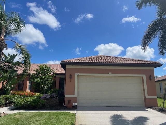 ANNUAL RENTAL. Three Bedroom, two Bath available for Annual Rent in Venetian Falls. This home is light and bright with an open floor plan. The kitchen has plenty of storage and space for a table and chairs. Additional seating at the kitchen bar top. This home has a formal dining area/ living room combo. The enclosed lanai has beautiful views of the lake which can also be seen from the primary suite. The primary has 2 large closets and the ensuite features dual sinks and a large walk in shower. The two guest bedrooms share a bath that has a nice shower/ tub combo. Venetian Falls is an amenity rich gated community which allows residents access to a huge state of the art fitness facility, clubhouse for gathering, large heated lap pool with a spa, resistance pool, grill area, billiard room bocce ball, putting green and full time activities director. Conveniently located just a short drive to Jacaranda, US-41, I-75, local beaches and unlimited dining and shopping options. In addition to the monthly rent, a $35 monthly resident pet fee will be applied. Trash, Basic Cable, Internet, and Landscaping included in the rent. ****Venetian Falls is a 55+ Community***