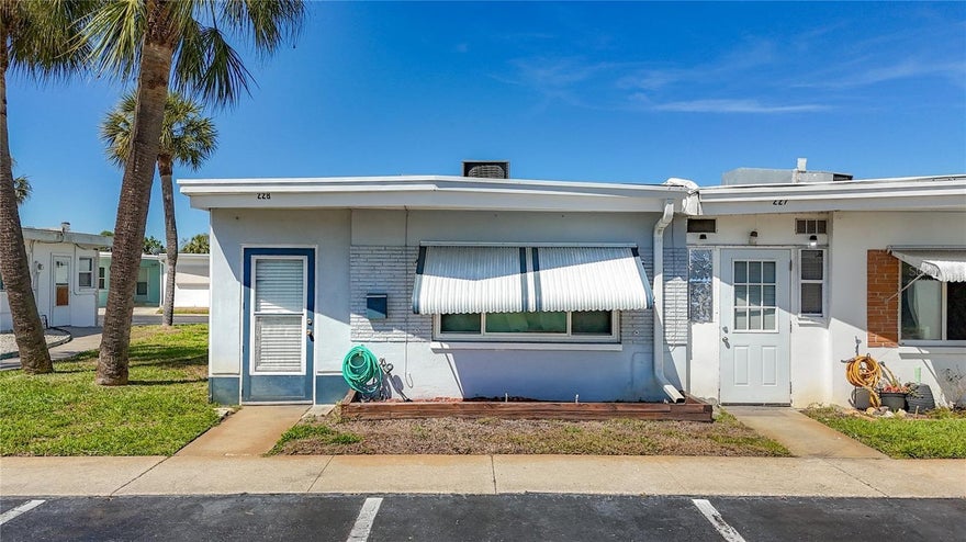 One or more photo(s) has been virtually staged. * Available NOW for rent* RENT covers WATER, SEWER, TRASH. This charming END UNIT 1-bedroom, 1-bathroom villa is located in the 55+ Shangri-La community. Community will do background check before moving it. It's move-in ready, with recent upgrades including Hurricane-rated windows (2020) New electrical panel (2024), energy saving water heater (2024), beautiful vinyl flooring (2024), and air conditioner ( 2024). The community features a renovated clubhouse, heated pool, shuffleboard, gas grill, picnic tables and more. It's conveniently located near restaurants, hospitals, shopping, and just 10 minutes from the beach. Please call or text Mindy with questions or showing.