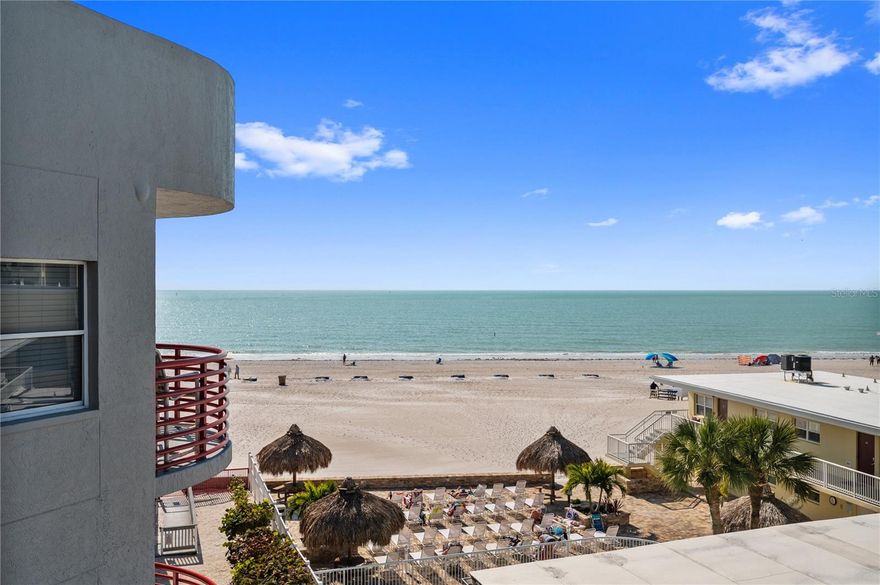 Ocean Front, Penthouse, 1 week min rental, 2bed 2bath turn-key beach condo with high income potential directly across the street from the FAMOUS John's Pass Village of Madeira Beach, in the youngest condo complex in John's Pass, Crimson on the Gulf, a first class 15 unit boutique complex with direct gulf views offering nightly sunsets, a heated pool and hot tub, in a tastefully designed elevated building.   From your bed, wake up to gorgeous views of the Gulf and step out to the huge balcony to take in the breathtaking scenery as far as the eye can see.   1031 Exchange Buyers take note; here is what you have been looking for!   This is the most desirable location for snow birders and vacationers, so the demand is huge for these rental units.  Enjoy years of memories with your family and friends, then rent it out when you are not there to generate excellent income all year!   Updated with porcelain flooring throughout, new HVAC in 2024, Hot water heater 2019, updated open kitchen design, updated bathrooms, huge walk-in closet in the primary bedroom and lots of closet space throughout, including "owner's closets".   Directly across the street in John's Pass Village, there are over 100 shops, eateries, pubs, kid friendly attractions, deep sea fishing boats, dolphin watching, jet skiing and the list goes on!!   This is a primo location, to say the least, and this is the first condo to be listed for sale at 'The Crimson' in over 5 years, so this one won't last long.   You have private access to the beach or just sit on your balcony and enjoy the birds-eye view.....this is the paradise you have been looking for!  Close to airports, malls, shopping, restaurants and pubs, fishing, boating, hospitals and clinics, sports venues and the other dozen beach towns up and down Gulf Blvd.   There is a private, secured lobby entrance, BBQ grills, shaded parking under the building, picnic tables and SUNSETS!   Come take a look before this one gets sold!