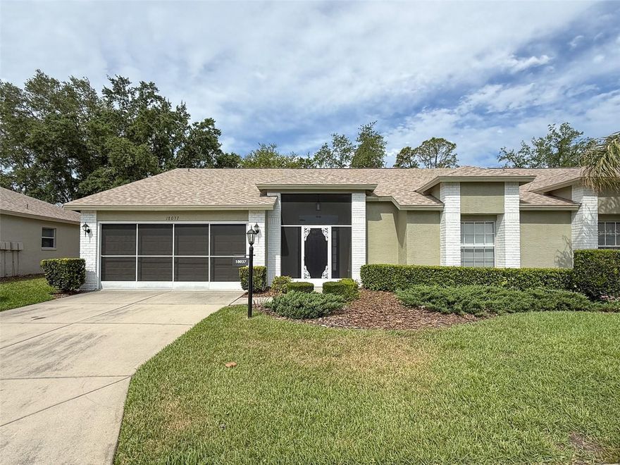Heritage Pines is a premier 55+ gated community offering numerous amenities ranging from an 18-hole championship golf course to a full calendar of social events! This 2-bedroom two bath villa has an open floor concept that includes the living, dining and kitchen area and a primary bedroom with an en- suite and another full bath and second bedroom. The home has ceramic tile & carpet, walk-in, linen, and coat closets, plus a pantry, window treatments, marble windowsills, updated ceiling fans & light fixtures throughout. There is plenty of cabinet space, lofty ceilings and can lighting in the kitchen and a dinette area that leads to the enclosed back porch with acrylic slider windows. The indoor laundry room area includes cabinets and a laundry sink leading to the 2-car garage. On the opposite side of the house, you will find the back primary bedroom complete with a walk-in closet and ceramic tiled en-suite with a step-in shower, and make-up vanity area. The front bedroom with a walk-in closet is near the second full bath with a tub/shower combo including a hallway linen closet. Plenty of space in this villa whether you will be here full time or as a lucky northerner snowbird! New roof just last year (2025) and water heater will be replaced before new owner moves in! The HOA fee includes security, internet/cable, exterior painting, lawn care, irrigation, termite prevention plus resort style amenities! There is something for everyone! Golf, heated pool, spa, fitness center, clubhouse with a restaurant that includes a bar, billiards, arts & crafts room plus all the monthly social calendar of events. Call today for your private showing!