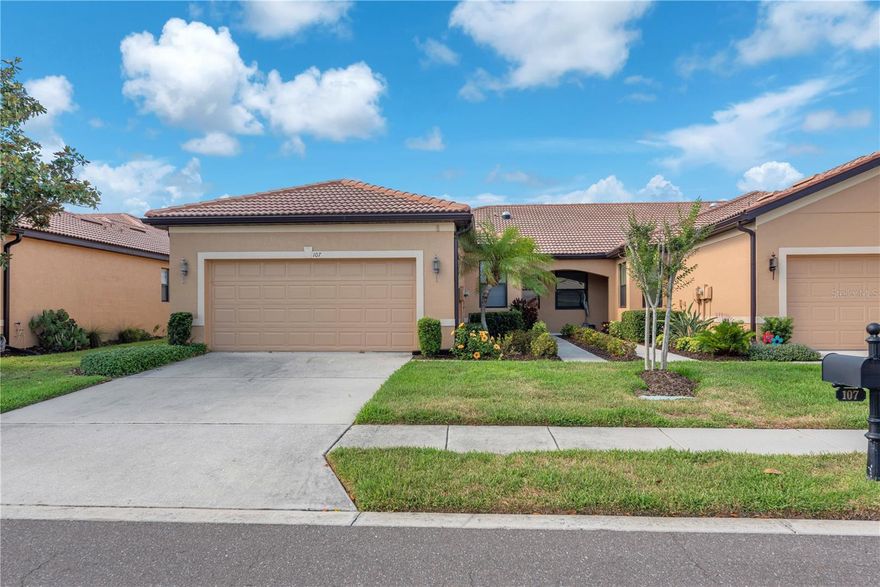 One or more photo(s) has been virtually staged. GORGEOUS SOUTHSHORE FALLS VILLA at BOTTOM OF THE MARKET PRICE! Relocated seller is offering SPACIOUS CASCADIA plan at a great price! 2/2/with DEN, DINE IN KITCHEN, HUGE MASTER SUITE in SOUGHT AFTER DEL WEBB COMMUNITY! FALL IN LOVE at the front door! HUGE GREAT ROOM has plenty of space for your electronics. Perfect for catching a great movie, or taking in big game. FORMAL DINING ROOM is just right for elegant entertaining! GOURMET KITCHEN  boasts tons of 42" upper cabinets, CUSTOM PANTRY & SUNNY BREAKFAST NOOK!  SOLID SURFACE COUNTERS, INTEGRATED SINK & UPGRADED APPLIANCES will keep the cook happy! SPLIT BEDROOM FLOOR PLAN gives total privacy for you & your overnight guest! HUGE MASTER BEDROOM has EN-SUITE BATH, DUAL CLOSETS & AMPLE ROOM FOR LARGE FURNITURE! MILES OF EZ CARE TILE! INTERIOR IS FRESHLY PAINTED! WELCOME TO PARADISE! Southshore Falls is a DEL WEBB RESORT STYLE COMMUNITY with everything to keep you FIT, HAPPY, HEALTHY & ENTERTAINED! Plus having the BEST NEIGHBORS IN THE WORLD is a definite YES! Inside the 24 HOUR GATED ENTRY you will find 3 YEAR ROUND HEATED POOLS, 14,000 sq.ft. CLUBHOUSE, STATE OF THE ART FITNESS CENTER, ART/HOBBY ROOM, ENDLESS COFFEE CAFE, LIBRARY, BILLIARDS, GRAND BALLROOM & SO MUCH MORE! Popular LAGOON POOL, RESISTANCE POOL, FIREPIT CONVERSATION AREA, PUTTING GREEN, TABLE TENNIS, GRILL AREA, BOCCE BALL, SHUFFLEBOARD, CORN HOLE give everyone a chance to ENJOY THE FLORIDA SUNSHINE! Full time PROFESSIONAL MANAGEMENT STAFF & ACTIVITY DIRECTOR keep the FUN going 7 days a weeK. Enjoy MUSICAL TRIBUTE SHOWS (think the Eagles, Journey, Neil Diamond, Elvis), MAGIC & COMEDY SHOWS, BINGO, TRIVIA, MUSIC BINGO, PATRIOTIC HOLIDAY EVENTS (come celebrate our 250th birthday on July 4th), POTLUCKS & A WHOLE LOT OF FUN! Don't miss the EAGLE'S NEST POOL, TENNIS & PICKLEBALL COURTS at the back of the neighborhood! Take a stroll on the WOODED WALKING TRAIL & DEFINITELY CATCH AN AMAZING SUNSET AT THE GAZEBO on the lake! Start living the life you have worked for! LOVE WHERE YOU LIVE! Won't you be our neighbor??? Ask to see this INCREDIBLE SOUTHSHORE FALLS VILLA today & ASK FOR YOUR CLUBHOUSE & COMMUNITY TOUR! Guaranteed to make you smille!