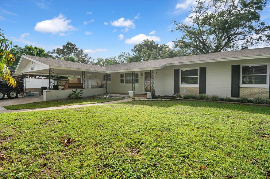 Discover the potential in this charming 3-bedroom, 2-bath home located on a cul-de-sac in the established Bear Lake Manor community of Apopka. Offering over 1,800 square feet of living space on a spacious 0.37-acre lot, this solid block home is the perfect opportunity for first-time homeowners or investors looking to add value through updates and personal touches. With major improvements such as: Main Roof (2019), Porch Roof (2025), HVAC (2024), Water Heater (2022) Double Pane windows and French Doors, Septic System (2017), and Updated Electric and 2 new Panels (2017), you can move in and add your finishing touches without worrying about the big items! LVP flooring was laid throughout the main living areas over Terrazzo floors (in case you're looking for that mid-century look) and original bathroom tile in the hall bath adds charm and character.  Modern Wood Look tile was installed in the family room for easy maintenance and an updated look.  With an oversized pantry and laundry off of the kitchen and carport, you'll have plenty of room to store your canned goods and supplies.  Custom built in corner shelving in the eat in kitchen area, and family room add to the nostalgic Florida home style.  
The open layout provides a great foundation for modern living, featuring a bright family room area that overlooks the backyard, a separate dining space, and a functional kitchen. All bedrooms are generously sized, and the primary suite includes a private bath for convenience. Outside, the large fenced yard offers plenty of room for entertaining, and gardening. The property also includes a covered carport and mature landscaping that adds to its curb appeal. Located near major roadways, shopping, schools, and parks, this home combines convenience with suburban living. With room to grow, 1211 Ellen Court presents an excellent opportunity to build equity in a desirable Apopka location. Come see this well maintained home before it's gone!
