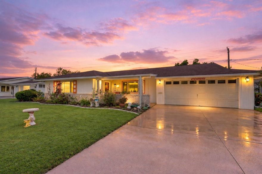 Well maintained single family gem nestled in the highly desirable Del Webb community of Sun City Center. Offering 1,852 sq ft of thoughtfully designed living space, this 2-bedroom, 2-bath home delivers comfort, functionality, and exceptional storage throughout. The inviting front porch sets a warm welcome before you even step inside. Inside, the spacious living room flows seamlessly into a bright great room filled with natural light from large windows overlooking a peaceful backyard with no rear neighbors. The kitchen sits at the heart of the home, connecting to the great room on one end and the dining room on the other. It features generous counter space, a built-in pantry, and a layout that supports both everyday living and entertaining with ease. Just off the dining room, you?ll find an expansive enclosed back porch, perfect for relaxing or hosting guests in a private setting. A convenient laundry room is located just off the kitchen, along with an additional utility room that connects directly to the garage for added functionality. The 2-car garage includes attic access with built-in stair access, making storage both easy and accessible. Out back, a dedicated storage shed provides even more space to keep everything organized.