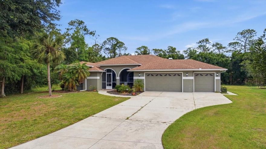 Welcome to your own private estate in Bradenton! Nestled on a rare oversized end-of-cul-de-sac lot spanning nearly 3/4 of an acre, this beautifully upgraded pool home offers exceptional privacy, space, and functionality that is increasingly difficult to find. With no neighbors behind, in front, or on the left side, the property feels like a secluded retreat surrounded by mature landscaping, towering old-growth live oaks, and peaceful natural views.

The expansive lot is one of this home’s most valuable and unique features, offering a long driveway with abundant parking, a massive side yard, backyard garden space, lemon trees, and an incredible sense of openness rarely available in today’s market. The backyard transforms at night with timer-controlled LED landscape lighting that beautifully illuminates the wooded backdrop and trees, creating a truly serene outdoor atmosphere.

Inside, the home features an ideal layout with both formal living and formal dining spaces in addition to a spacious great room centered around a stunning wood-burning brick and stone fireplace. Large sliding glass doors and high ceilings allow natural light to pour throughout the home while seamlessly connecting the indoor and outdoor living areas.

The kitchen has been tastefully updated with quartz countertops, refreshed cabinetry, recessed LED lighting, new sink, disposal, dishwasher, reverse osmosis water purification system, oversized center island, and an extended breakfast bar. An additional eat-in kitchen nook overlooks the pool and outdoor living area, making this home ideal for both entertaining and everyday living.

The spacious primary suite offers direct access to the lanai and pool area, while the oversized primary bathroom features dual vanities, a soaking tub, and separate walk-in shower. Throughout the home, you’ll find updated hard surface flooring with absolutely no carpet, high-efficiency ceiling fans, and ultra-quiet bathroom exhaust fans.

Outdoor living is exceptional with a covered and screened-in lanai, private pool area, outdoor sink, and a screened front sitting area perfect for enjoying peaceful mornings and evenings.

Additional major upgrades include:

* Brand-new 2025 high-efficiency variable speed HVAC system
* UV light, ionizer, and 5” filtration system
* All new ductwork
* Dual-zone mini split in garage
* Professional epoxy garage flooring
* Ultra-bright LED garage lighting
* Overhead garage storage racks
* Oversized extra-wide 3-car garage with tall doors

Located within walking distance to highly sought-after Gene Witt Elementary, an “A”-rated school, this property combines privacy, land, upgrades, and lifestyle in one truly special offering.