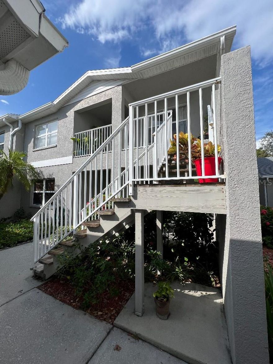 Recently upgraded 2 bedroom / 2 bathroom condo. Second floor unit (stairs up to front door) with private, screened in back porch. Small HOA community with 23 units (not a 55+ community). Main living space has vaulted ceilings. Master bedroom has a walk-in closet. Luxury vinyl plank flooring throughout the unit. Condo comes with a 1-car detached garage. Community pool. Location in Yacht Club Estates neighborhood, across the intracoastal from Indian Shores beach. Many parks, beaches, and golf courses nearby. Well-run HOA. Property nor unit experienced any flooding or damage during recent hurricanes. HOA completed new roofs in 2022. New water heater, air handler, and AC compressor installed in 2020. New luxury vinyl flooring, fridge, and toilets installed in 2023. HOA allows pets (dogs up to 50 lbs). HOA does not allow short term rentals (minimum 1-year lease for rentals).