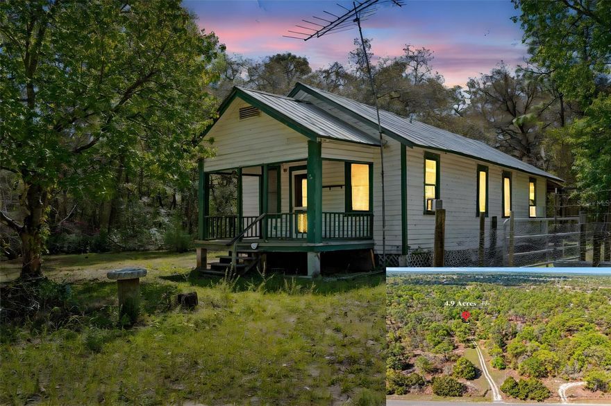 Tucked away in peaceful privacy, this charming 1-bedroom, 1-bath cracker-style home is a rare slice of old Florida charm set on 4.9 breathtaking acres. Surrounded by nature and thoughtfully designed for a self-sufficient lifestyle, this property is a dream come true for the organic gardener or anyone seeking a slower, more intentional way of living.
The land is truly the star—featuring multiple established garden areas, a greenhouse for year-round growing, and a storage shed for all your tools and equipment. Fully perimeter fenced and cross-fenced, the property is perfectly suited for horses or small livestock, offering both functionality and flexibility.
Enjoy the serenity of wide-open space, fresh air, and the beauty of natural surroundings, all while still having the comforts of home. Whether you’re cultivating your own food, creating a homestead, or simply escaping the hustle and bustle, this property offers a “back to nature” lifestyle that is as pure as it is peaceful and the seller proudly presents this property in its vintage form!
A truly special opportunity to own your own private sanctuary—simple living at its finest. However, nearby are all shopping, dining, entertainment and medical needs!