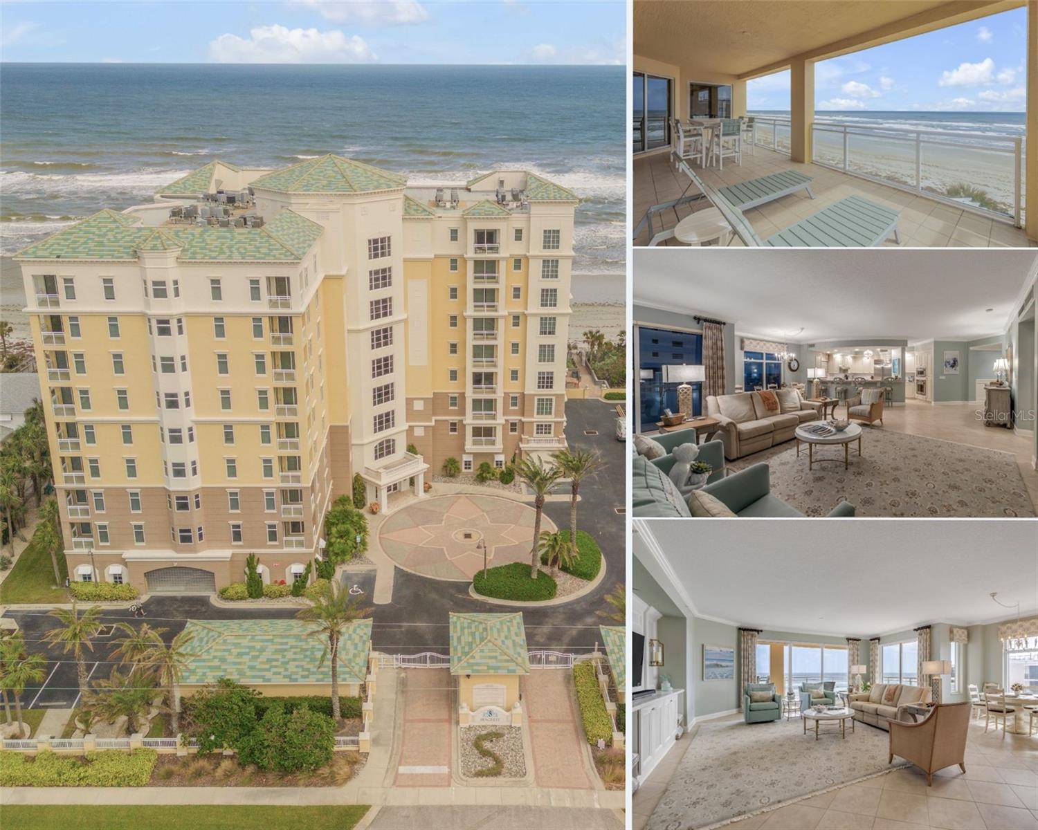 Experience coastal luxury like never before in Unit 405 at the exclusive Seacrest Condominium. This expansive, fully furnished residence spans over 3,400 total square feet, featuring three spacious bedrooms, a 15x15 library/flex space with a double door entry, and 3.5 baths, blending comfort, style, and breathtaking views. With only 39 units, Seacrest offers unparalleled privacy and exclusivity, elevating the standard of oceanfront living.
Wake up to unforgettable sunrises with southeastern exposure lighting up the main living spaces. The primary suite is a haven of relaxation, complete with private balcony access, a walk-in closet, and a luxurious en-suite bath featuring dual vanities, a garden tub, and a spacious walk-in shower. Three additional bedrooms offer flexibility for guests or functional spaces, each bathed in natural light and designed with high-end finishes, from crown molding to plush upgraded carpeting. The main wrap-around oceanfront terrace provides an ideal retreat at 445 square feet, perfect for soaking in panoramic views of the Atlantic while enjoying the gentle ocean breeze. One of the bedrooms, which overlooks the west, opens up to a magnificent 12-foot-wide balcony, offering a private vantage point for spectacular sunset views—a space where evenings become pure magic.
The heart of the home, a gourmet kitchen, is equipped with premium appliances, including a Sub-Zero refrigerator, Bosch dishwasher, and Wolfe oven. Here, culinary creations meet high-end finishes, with granite countertops and custom cabinetry. Perfect for intimate dinners and entertaining, this kitchen provides functionality and beauty in every detail.
Seacrest’s exceptional amenities add to the allure: enjoy a gated complex with garage/enclosed parking, personal storage, an ocean-view pool, a hot tub, a well-equipped fitness center, and a club room with a kitchen and BBQ area. Located on the tranquil no-drive beach of New Smyrna, this unit is a serene retreat and perfectly situated near the area’s vibrant dining, shopping, and entertainment. You get the best of both worlds just two blocks away from a drive-on point.
With its unbeatable location, luxury furnishings, and a seamless blend of sunrise and sunset views, Unit 405 invites you to embrace a lifestyle of coastal elegance and endless relaxation. Schedule your private viewing today and step into your dream of oceanfront living. The New Seawall estimated completion, pending weather, is January 2025. Seawall assessment is paid in FULL.
