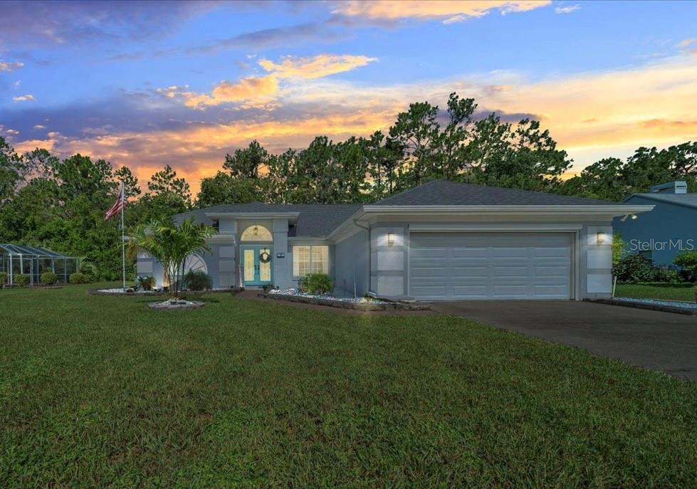 Nestled in the desirable and well-established community of SugarMill Woods, Cypress Village, this exceptionally maintained and tastefully updated 3-bedroom, 2-bath pool home blends comfort, privacy and style. Upon entering you are greeted by soaring vaulted ceilings, an open floor plan and an abundance of natural light streaming through large sliding glass doors. These doors lead to a fully screened saltwater pool area equipped with both solar heating and a traditional pool heater, all overlooking the serene greenbelt—providing unmatched privacy with no rear neighbors. The kitchen serves as the heart of the home, offering generous cabinet storage, two pantries and an island perfect for meal prep or entertaining. Striking natural stone countertops with a leathered texture, installed in 2024, add a touch of modern elegance. The large primary suite is positioned on one side of the home and features an en-suite bath with dual vanities, a tiled walk-in shower and ample closet space. The split floor plan places two spacious guest bedrooms on the opposite side near a full guest bath, with one of the guest rooms thoughtfully equipped with a Murphy bed that conveys with the home. Recent updates include a new energy-efficient roof installed in 2024 with a transferable 20-year warranty, luxury vinyl plank flooring installed throughout in 2023 and a 1-year home warranty to be provided to the buyer at closing for added peace of mind. Ideally located just minutes from local shopping and dining, the home is also a short drive to the Gulf Coast for all your fishing and boating adventures. This property is truly a rare find—combining modern upgrades, an ideal location and a peaceful setting perfect for year-round living or a seasonal retreat.