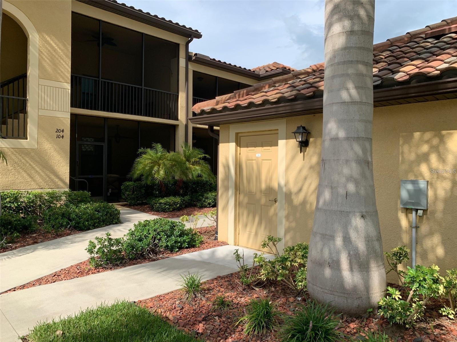 Available Summer June-October 2025. AND January-April 2026 avail. rate is $5900/mo. Furnished short term rental opportunity at River Strand Golf and Country Club. Ready, set, enjoy! This convenient first floor condo is a beautifully decorated, fully equipped with everything including in home washer and dryer, cable and WIFI. Features are 2 Bedrooms, Den and 2 Full Bathrooms! (garage is not available) Just unpack your personal things, including golf clubs, and relax. Sit on your screened in lanai overlooking the lake and golf course for a pleasant time. Full membership with a transfer fee includes 27 holes of championship golf, 8 hard-tru lighted tennis courts, 8 pickleball courts basketball courts, two resort style swimming pools, spa, fitness center, restaurant, bars and community pool also. This location is close to the airport, beaches, shopping downtown Sarasota and Lakewood Ranch Main Street.