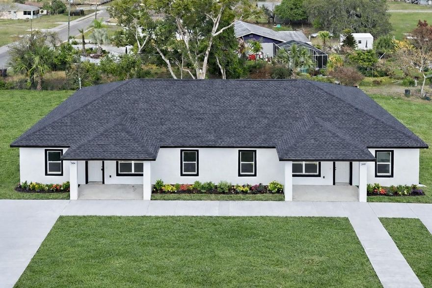 Discover a rare opportunity to combine homeownership, family connection, and income potential in this brand-new 2026 duplex property located in the growing community of Haines City. Thoughtfully designed for flexibility and multigenerational living, this unique property features two separate homes situated on an oversized 0.39-acre corner lot, each with its own electric meter and septic system, providing independence, privacy, and long-term investment value.

Together, the property offers almost 3,800 square feet of total living space, with approximately 1,600 heated square feet in each residence, creating comfortable layouts that allow families to live close while still enjoying their own private spaces.

This property is ideal for a family wanting to live in one home while renting the other, a mother-in-law or caregiver needing nearby but separate living quarters, or a large family that values proximity without sharing the same house. The expansive lot provides generous outdoor space for both homes, offering room to relax, entertain, and enjoy the Florida lifestyle.

From an investment perspective, the Haines City rental market continues to show strong year-round demand for both long-term and short-term rentals. Depending on rental strategy and management, Similar properties in the area have demonstrated strong rental demand, making this an appealing option for buyers looking to combine homeownership with income potential.

Conveniently located with easy access to Orlando’s world-famous theme parks, 15 mins to LEGO LAND, only minutes away from the popular Port 27, Tampa beautiful beaches, and approximately an hour’s drive to Sebring International Raceway, the property benefits from Central Florida’s steady population growth and tourism economy. Whether you envision living in one home while the second property helps offset your mortgage, or creating a dual-income investment property, the possibilities are both practical and inspiring.

As new construction, the property also includes a 1-year builder warranty, offering peace of mind and confidence for the new owner.

This is more than a duplex—it is a smart lifestyle investment where family, flexibility, and financial opportunity come together on one exceptional property.

Some photos have been virtually staged to illustrate the potential use and layout of the spaces.