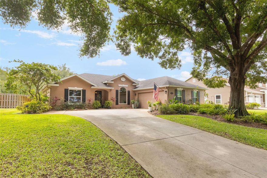 Small community with low HOA in Club Hills community of Eustis. The home has all laminate wood flooring and ceramic tile floors in both bathrooms. Front windows were replaced in 2023 and new roof 2018. Lovely sun room and screened back porch. Back yard is fenced with a fire pit area. Kitchen countertops are granite, dishwasher and stove three years old and refrigerator is one year old. Nice wooden plantation shutters in the dining room and kitchen nook. Irrigation system has a well. One year home warranty is being offered with American Home Shield. Home is move in ready!