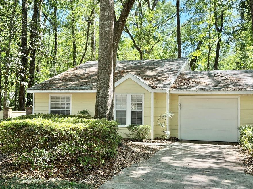 Corner unit in sought after community of Mill Pond. This 2 bedroom 2 bath attached home has been updated with laminate flooring throughout the bedrooms, great room, hallways and kitchen. Updated vanities, tops, lighting, Tile floors in both bathrooms. Updated LED lights throughout. Large kitchen with Stainless Steel appliances in the kitchen. 1 car garage with washer and dryer connections. Community offers swimming pool, tennis/pickle ball court. Across Gainesville Heath and Fitness and down the street to a Publix marketplace. Currently rented for $1,850 with a deposit of $1,850,