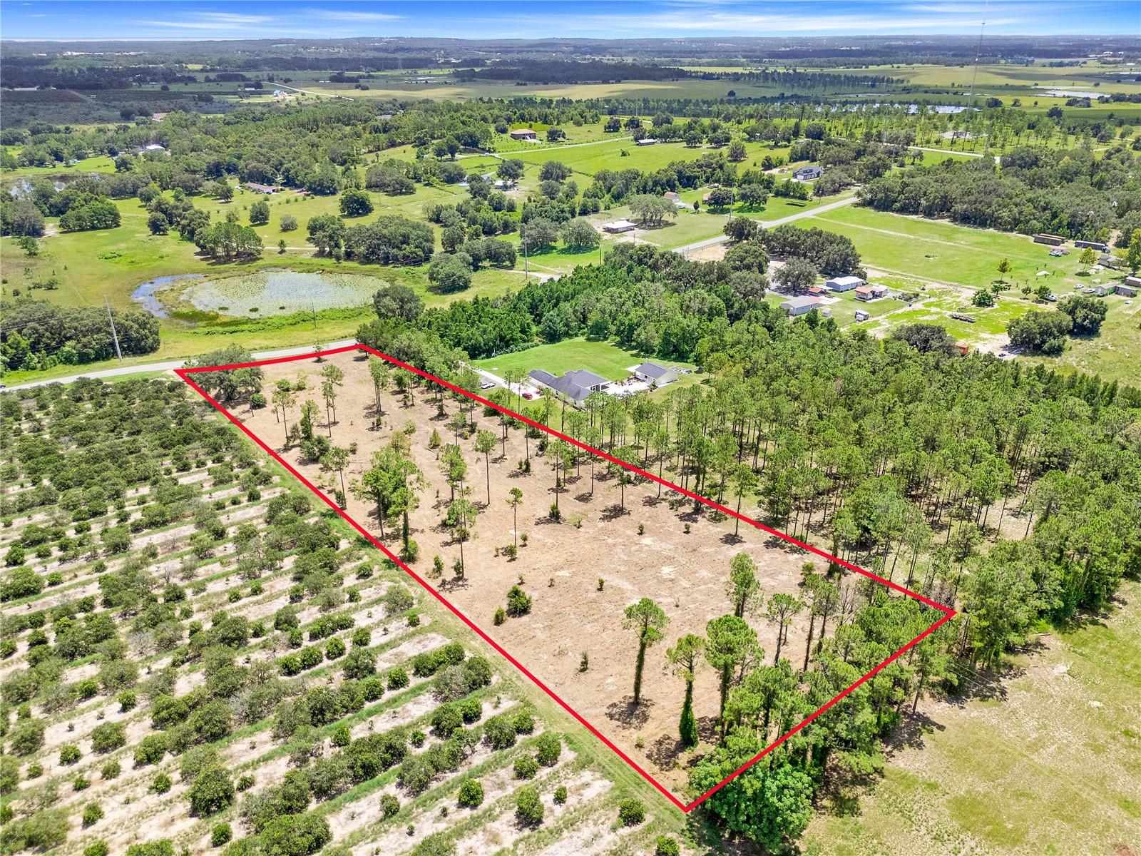 Beautiful 4.64+/- acres perched on a gentle hill, offering a perfect blend of privacy and scenery. The land provides a peaceful setting provided by planted pines, adjoined to a citrus grove, with enough elevation to enjoy countryside views. While tucked away from traffic and noise, the property is still just a short drive from shopping, dining, and daily conveniences. This is an ideal spot for your dream home or private retreat.