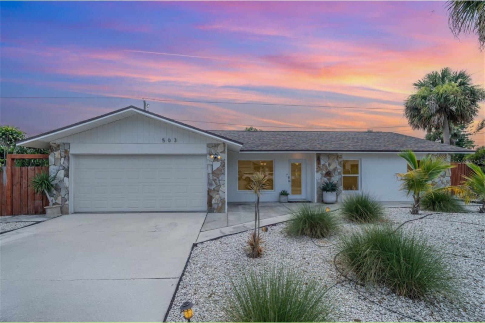 Turnkey “West of Trail” 3-bedroom, 2-bath, 2-car garage pool home located on a quiet cul-de-sac just minutes from Sarasota’s iconic white sand beaches. With no HOA and not in a flood zone, this property is ideal for full-time residents or investors seeking a high-performing short-term rental—Airbnb potential is strong, with rent roll available upon request. The home has seen significant upgrades in the past three years, including impact-rated windows and front door, hurricane shutters on all remaining exterior doors, a new HVAC and water heater (2023), updated flooring and fencing, and a 50-year rated dimensional shingle roof installed in May 2022. Additional features like a 200-amp electrical panel with whole-house surge protection and a generator hookup offer peace of mind. The brand-new caged saltwater pool with a tanning ledge and cascade is the centerpiece of a fully fenced backyard, complete with fresh sod, landscaping, a storage shed, and a covered patio perfect for lounging or dining al fresco. Inside, a bright and open layout connects the spacious living room, formal dining area, kitchen, and family room. The fully renovated kitchen boasts new cabinetry, countertops, and stainless-steel appliances, while the primary suite offers a stylish ensuite bath with a walk-in glass shower and ample built-in storage. Conveniently located near waterfront dining, fishing charters, sunset cruises, parasailing, and all the Gulf Coast has to offer, this home is a rare blend of comfort, style, and investment opportunity.