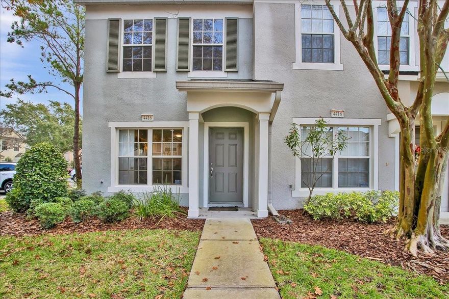 Well-maintained 2 bedroom, 2.5 bathroom townhome located in a gated community with a prime, convenient location. This home features laminate and tile flooring throughout, fresh interior paint, stainless steel appliances, and granite countertops. The kitchen opens to the main living area, which includes a half bath for added comfort. Upstairs offers two spacious bedrooms, each with its own en-suite bathroom! A washer and dryer are included for convenience. Enjoy outdoor living on the screened-in porch with a private storage closet. The community features two swimming pools, walking trails around the pond, and plenty of guest parking. Community HOA includes water, cable, internet, gates, trash and exterior maintenance. Ideally situated just minutes from shopping, fitness centers, dining, entertainment, major roadways, and the interstate for easy commuting.