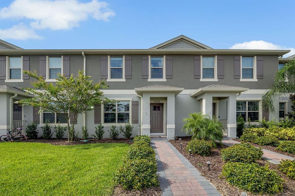 Gorgeous two-story townhome at Waterleigh Community Horizon West area. This floor plan has 3 bedrooms, 2.5 Baths and 1 Car Garage. Open-concept kitchen with modern white cabinets and family room in first floor. Split-bedroom layout laundry closet and Guest Suite with walking closet in second floor. All stainless-steel appliances, Washer and Dryer are included. Covered Lanai, walkway and brick pavers driveway. Waterleigh community includes lawn care, resort-style pools, scenic views, tennis courts, gym, volleyball court and more. Waterleigh is Located just minutes away from Disney Parks, Hamlin Area and State Road 429.