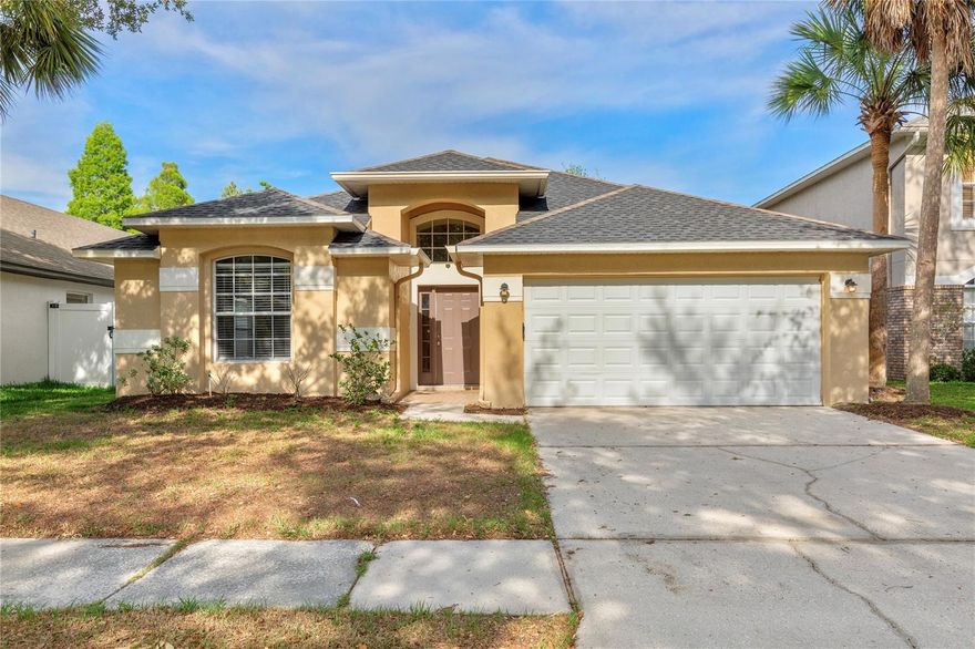 This three-bedroom, two-bathroom home features a layout with formal living and dining rooms located at the front of the house to greet guests upon entry. The back of the home offers a family room and kitchen combination designed for gathering, complete with stainless steel appliances and ample counter space. A large screened patio provides a shaded outdoor area for relaxation and overlooks the backyard. Residents have access to community amenities including a clubhouse with two swimming pools, a dedicated lap pool, a spa, and a kiddie pool. Outdoor recreation options within the neighborhood also include a lighted sand volleyball court. The split-bedroom design ensures privacy for the primary suite while maintaining a connected feel in the main living areas. This property is positioned in a community that offers various activities and shared spaces for an active lifestyle. With its functional floor plan and inclusive neighborhood features, this residence is a practical choice for those looking to live in the Riverview area.