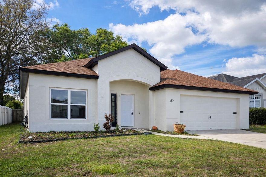 UPDATED RENOVATED HOME WITH ALL NEW KITCHEN APPLIANCES, NEW FLOORING THROUGH OUT and many more improvements that are breathtaking, with still room for personalizing!  A must-see Home! Natural Gas hot water heater 2 years old also has Gas heat and Cooking which is rare in Florida. This home is in a short- or long-term rental community with long term residents. Community features Pool with bathrooms and a Cabana area for enjoyment. Dock leads to fishing or just sit and read a book to enjoy the tranquility. Basketball and tennis also in the community. With the convivence of nearby Disney or shopping and highway availability this home is in a prime location. Come see today!