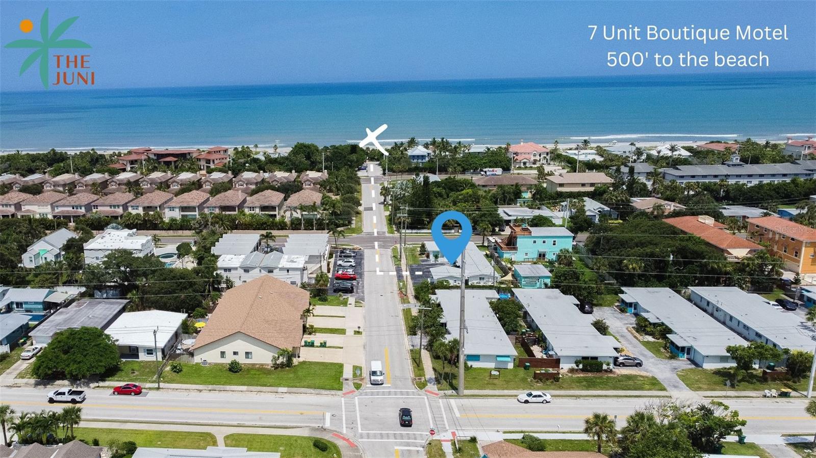 8.1% cap rate, financials available. The Juni is a fully renovated & fully furnished boutique motel located just steps from the iconic Cocoa Beach. The Juni was fully renovated in 2024, full renovation list available. With 7 beautifully designed units, it’s the perfect blend of modern design and coastal charm. The Juni is located in a prime location, a 500' walk to public access to the shores of Cocoa beach and half a mile from downtown Cocoa Beach shores. Unit Mix: 5 Studio units with kitchenettes, 1 One Bedroom unit with full kitchen, 1 Two Bedroom unit with full kitchen and laundry. Other features include a stock tank plunge pool, outdoor space and bbq area, keyless entry, onsite parking and high speed wi-fi. This property offers great investment potential with its modern updates and prime location in Cocoa Beach. The Juni Motel combines cash flow with branding appeal, making it a standout opportunity! Selling with turn key ability: property management, revenue management, guest experience management, online travel agencies set up, direct booking website, google/apple business maps transferable, accounts/reviews transferable, returning guests, group booking contracts in place, central IT hub, City of Cocoa Beach and State of Florida licenses and qualified. Portfolio available: “The Drift” a 13 unit boutique hotel a block away, listed at a 8% cap rate. 637 S Orlando Ave Cocoa Beach, FL.