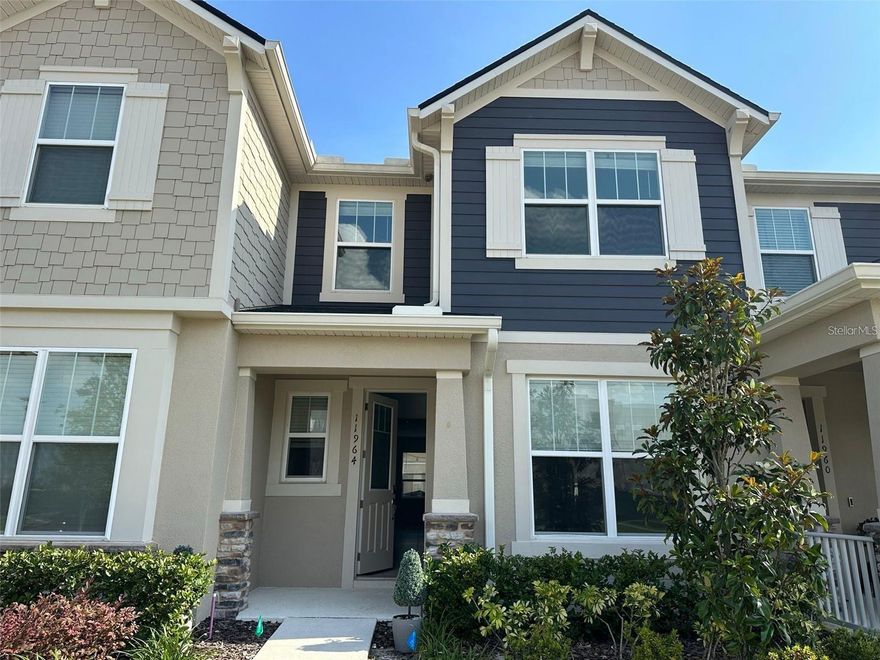 Move-in-ready in Lake Nona area! modern 3-bedroom, 2.5-bath townhouse, built in 2020, offers the perfect blend of comfort and convenience. Open floor plan with tile flooring throughout the first floor, a sleek kitchen featuring granite countertops and stainless steel appliances. Upstairs, you’ll find three spacious bedrooms, including a primary suite with a walk-in closet and en-suite bath. A convenient half-bath downstairs, ample storage, and a two-car garage. Nestled in a quiet, well-maintained community with quick access to Lake Nona, top-rated schools, major highways, shopping, dining, and Orlando International Airport, this home is perfect for professionals, families, or anyone seeking modern living in one of Orlando’s most desirable locations. Don’t miss out—schedule your private tour today!