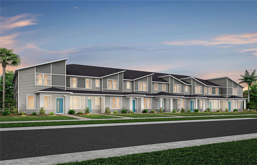 Welcome to The Cove at Nona Sound, a new construction luxury townhome community tucked off of Narcoossee Rd. This ideal location provides quick access to the shopping, dining & entertainment that Lake Nona is known for, while feeling away from it all. Enjoy community amenities, no CDD, and maintenance-free living in your beautiful new Lake Nona townhome.  
Introducing the Julep Exterior unit townhome by Pulte, a new construction home that seamlessly combines luxury and convenience. This modern townhome features 3 bedrooms, 2 full bathrooms, a powder room, a loft, and a 2-car rear-facing garage, all complemented by our Move-In Ready appliance and window blinds package. The first floor is designed with entertaining in mind, offering an open-concept kitchen, café, and gathering room that flow together effortlessly. The chef-inspired kitchen is a highlight, featuring a large center island, a spacious storage pantry, Tilden Greyhound cabinetry, a decorative tile backsplash, quartz countertops, and stainless-steel appliances, including a refrigerator and vented microwave. The first-floor powder room adds an extra layer of convenience for guests. The entire first floor, including the kitchen, café, gathering room, powder room is finished with elegant tile for both style and easy maintenance. At the end of the day, escape to your private sanctuary on the second floor, complete with a cozy loft designed for relaxation. Also located on the second floor, the Owner’s Suite offers a spacious walk-in closet and a luxurious en suite bathroom with a double-sink, quartz-topped vanity and a glass-enclosed shower. Two additional bedrooms, a secondary bathroom, and a linen closet for added storage are located on the opposite side of the floor, ensuring privacy and plenty of space. Soft, stain-resistant Shaw brand carpet adds comfort to the stairs and bedrooms, creating a cozy atmosphere throughout. With thoughtful design, high-end finishes, and a focus on everyday convenience, the Julep townhome is a perfect blend of style and practicality, offering a truly elevated living experience.