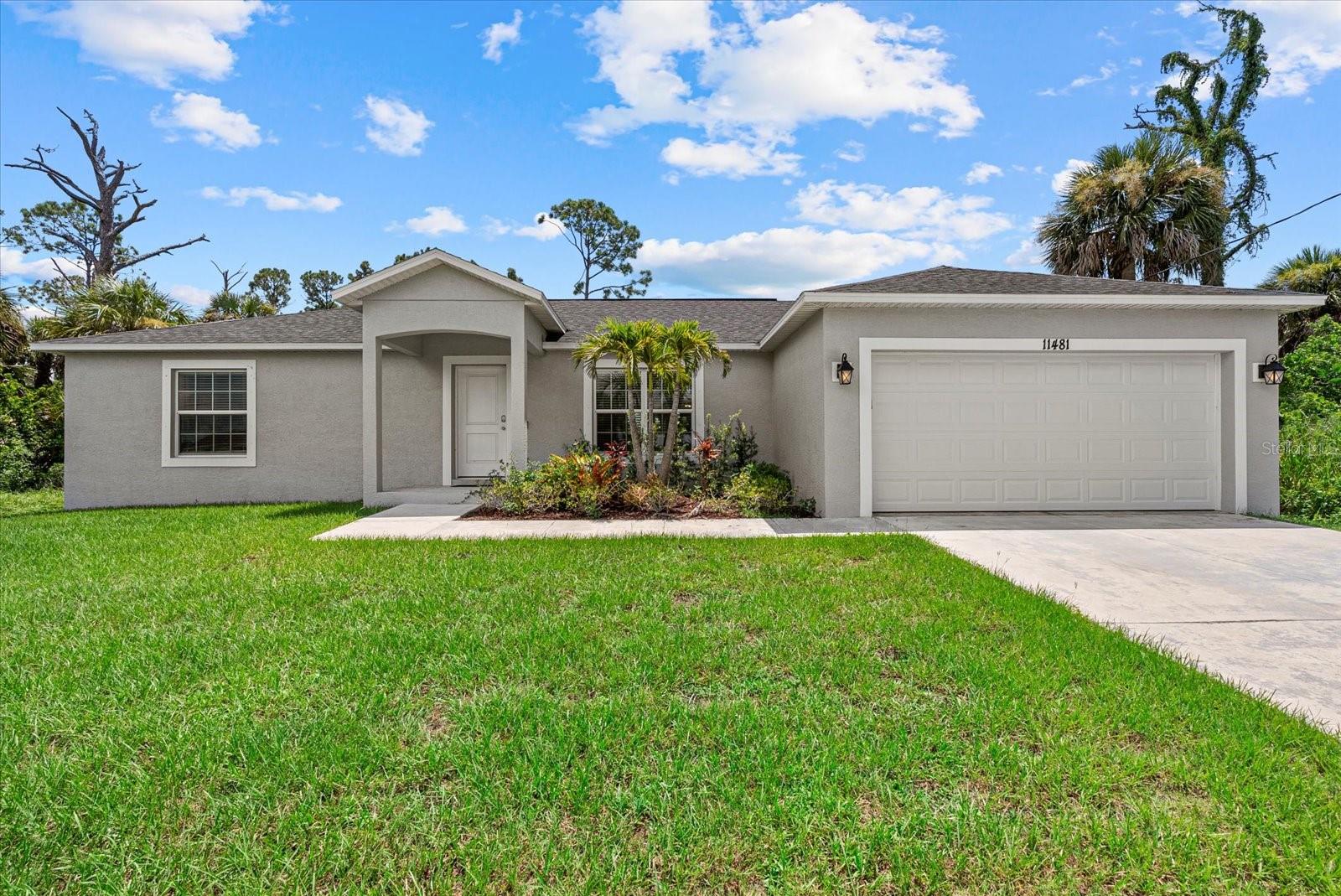 Welcome to this inviting 3-bedroom, 2-bath home in a desirable area of Port Charlotte. Step inside to discover an open layout with cathedral ceilings that fill the space with natural light and an airy feel. The modern kitchen offers stainless steel appliances, granite countertops, and a seamless flow into the living and dining areas—perfect for both everyday living and entertaining. The split-floor design provides privacy, with the primary suite tucked away on one side of the home and the additional bedrooms on the other, offering plenty of room for family or guests. Outside, enjoy a covered patio and spacious backyard, ideal for relaxing or hosting in the Florida sunshine. Conveniently located near Gulf beaches, parks, shopping, and dining, this home makes an excellent full-time residence, vacation retreat, or investment opportunity. Best of all, it is not in a flood zone and does not require flood insurance. Move-in ready and waiting for you!