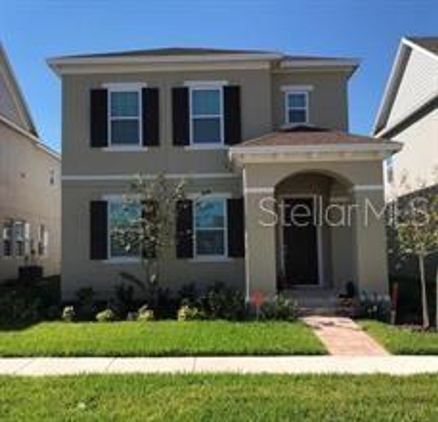 Beautiful, like new 3/2.5 home located in the desirable Latham Park community. This spacious home features a lot of upgrades including stainless appliances, quartz countertops, ceramic tile flooring throughout the entire first floor, and much more. The community amentities include the pool, playground and walking path. This home is zoned for top rated schools, conveniently located to dining, shopping, theme parks, and SR-429.