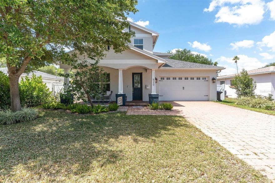Exceptional quality and meticulous care defines this beautifully upgraded Eagle Crest residence, ideally situated on a quiet, tree-lined brick street in a Non-Flood zone (high and dry). Built by Apple Homes, this 2-story Pool home offers timeless design, thoughtful enhancements, and true pride of ownership throughout. The open-concept layout is complemented by tray ceilings, crown molding, maple wood flooring, and abundant natural light. Downstairs bedroom can be utilized as a den or office. The chef’s kitchen is well-appointed with custom maple cabinetry, oversized island with apron-front sink, wine refrigeration, pantry, and stainless appliance package—seamlessly connecting to the main living and dining spaces. The outdoor living experience is a true highlight. The private backyard has been enhanced with 15 recently installed palm trees, creating a lush, resort-style setting. Covered travertine lanai with dual ceiling fans overlooks the saltwater pool featuring a PebbleTec finish, sun shelf, waterfall, and color-changing lighting. Upstairs, the primary suite offers a refined retreat with tray ceiling, walk-in closet, and a spa-inspired bath including freestanding soaking tub and frameless glass shower. Secondary bedrooms are generously sized and offer flexibility for guests or home office use. Notable upgrades include a new shingle roof (2025), owned Tesla Solar System (7.2 kW) with dual Powerwalls providing whole-house backup power. Additional features include: impact windows, Kinetico whole-house water softener with carbon filtration, reverse osmosis system, smart and drip irrigation, dual Nest thermostats, custom blinds, paver driveway, and an outdoor Tuff Shed. Prime central location with convenient access to beaches, shopping, dining, downtown St. Petersburg, and major thoroughfares. Schedule your private tour to view this wonderful home today.