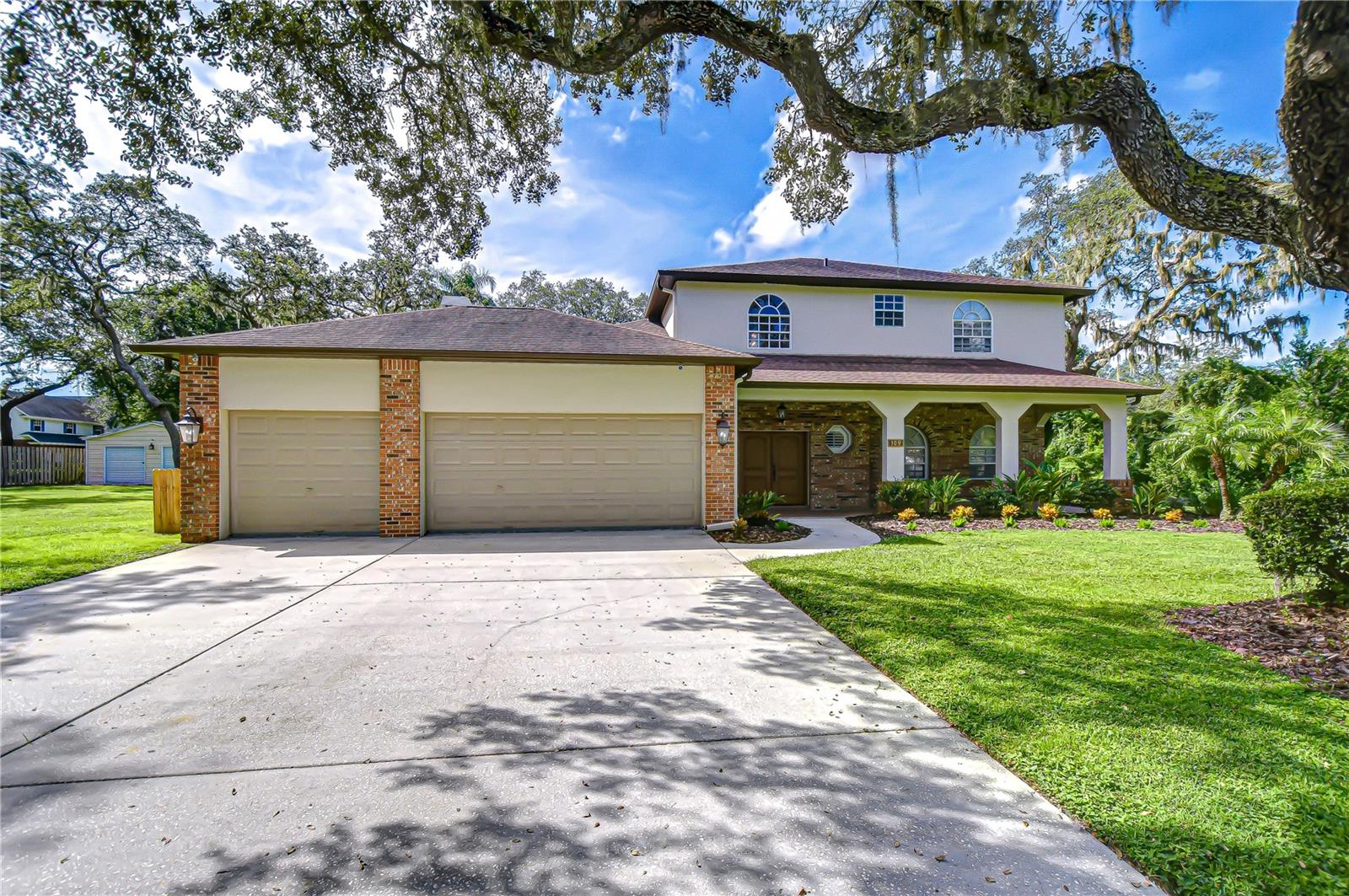 A rare opportunity in Brandon! Tucked away on nearly an acre of land, this private and peaceful estate offers the freedom of no HOA, no CDD, and no deed restrictions—all in one of the area’s most desirable locations. Behind the gated entrance, you’ll discover a property that truly has it all: 3-car garage, oversized 20x21 shed, playground, chicken coop, heated pool, and endless room to live, play, and entertain. The home has been thoughtfully updated with big-ticket improvements including a new roof & A/C unit (2016), pool resurfaced with PebbleTec and travertine deck (2017), pool heater (2017), fence & gate (2017), and a brand-new septic drain field (2025). Step through the welcoming front porch into a soaring two-story foyer. The formal living and dining rooms set the stage for memorable gatherings, while the kitchen is a true entertainer’s dream—featuring a large island, walk-in pantry, abundant cabinetry, and breakfast nook with sliders overlooking the pool. The family room invites relaxation with vaulted ceilings, a fireplace, and custom built-ins. A versatile downstairs bonus room with full bath and lanai access offers the perfect game room, media space, or in-law suite. You’ll also love the oversized laundry room with plenty of storage. Upstairs, the private primary suite feels like a retreat with its massive custom walk-in closet and en-suite bath with dual sinks, makeup vanity, and walk-in shower. Three additional bedrooms are generously sized, including one with its own en-suite—perfect for guests. A spacious upstairs loft provides the ideal flex space for a library, playroom, office, or second media room. Outside, your backyard oasis awaits! Enjoy a sparkling heated pool, oversized covered lanai pre-plumbed for your dream outdoor kitchen, and a huge yard with mature oak trees providing shade and privacy. Whether it’s hosting barbecues, raising chickens, or parking your boat or RV, this property offers unmatched flexibility and lifestyle. All this just minutes from shopping, dining, and the Brandon boat ramp. Space, privacy, and convenience—this is Florida living at its best. Copy and paste the link to tour the home virtually: my.matterport.com/show/?m=pkqPNhoUEqa&mls=1