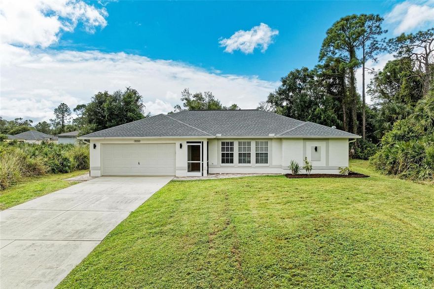 Welcome to this beautifully updated 3-bedroom, 2-bathroom home in the heart of North Port. Offering 1,482 sq. ft. of living space, this residence combines style, comfort, and peace of mind with numerous upgrades inside and out. Step inside and you’ll immediately notice the bright, open feel created by high ceilings, fresh paint, and updated finishes throughout. The kitchen is a true showstopper, featuring sleek quartz countertops,  gorgeous tile backsplash, and new stainless steel appliances—perfect for both everyday living and entertaining. Both bathrooms have been thoughtfully updated with new quartz counters, while a mix of tile, vinyl, and hardwood flooring ensures easy maintenance with NO CARPET anywhere. ADDITIONAL UPGRADES include new ceiling fans and a dedicated mini-split AC unit in the master bedroom for extra comfort. The big-ticket items have already been taken care of: Roof (2022), AC with UV light (2021), tankless water heater, and fresh interior and exterior paint. The home is also wired for a generator, providing added security and peace of mind. A tiled, screened-in lanai with new screens and an outdoor paver patio provide the perfect setting for morning coffee or evening gatherings. There’s also plenty of room for a pool if you’d like to create your own private backyard oasis. Located on a quiet street with NO HOA and NO DEED RESTRICTIONS, you’ll have the freedom to park your boat, RV, or other toys right at home. Best of all, NO FLOOD INSURANCE is required, helping keep ownership costs down. This PRIME LOCATION puts you close to everything Southwest Florida has to offer. Within 30 minutes, you can reach some of the Gulf Coast’s most beautiful beaches, including Englewood Beach, Manasota Key Beach, and Nokomis Beach. Historic Downtown Venice and the rapidly growing Downtown Wellen Park, a hub for shopping, dining, and entertainment, are also nearby. Sports enthusiasts will love the proximity to CoolToday Park (home of the Atlanta Braves spring training) just 10 miles away and the Tampa Bay Rays spring training facility 15 minutes away. Not only that, the lively Charlotte Harbor and Punta Gorda waterfront tiki bars are within 25 minutes. This North Port gem is move-in ready with its stylish updates, modern conveniences, and unbeatable location — all at an AMAZING PRICE. Schedule your showing today and get ready to call this place home!