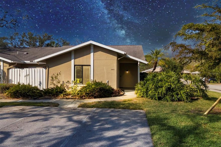 WAIT till you see this BEAUTIFULLY UPDATED END UNIT villa in 55+ TALLYWOOD centrally located close to downtown Sarasota, St. Armand's/Lido, UTC, I-75 and SRQ! This home has plenty of large windows to the East, North and South to let the Florida sunshine in. The Cathedral ceilings lend volume and size to the common area rooms. You have 2 bedrooms (Split plan) PLUS a den with a BARN DOOR and can easily be converted back to a 3rd bedroom, BOTH full bathrooms have been updated including commodes, vanities, vessel bowl sinks shower doors and European digital temp controlled shower. Updated kitchen includes new wood, soft close cabinetry, granite countertops, tile backsplash and a suite of stainless steel appliances, as an added bonus there is a small fenced in patio off the kitchen for BBQ or a bistro table/chairs. Newer flooring with 5.25" floor molding and all interior windows have been replaced with HURRICANE IMPACT GLASS windows. As an added bonus you will appreciate the beautifully updated Florida room that has newer removable windows (non impact) to get a 4 seasons room. You have an assigned carport with a storage room as well very close to your front door. Your new villa is an end unit affording more windows and natural light and sits on a quiet corner lot. Other features include the removal of popcorn ceilings, extra attic insulation, matching suite washer dryer, newer hot water tank upgraded electrical to include recessed lighting and modern switches, 6 ceiling fans, new gutters in the back, interior doors and hardware, Ring security video and doorbell, Schlage key pad dead bolt plus NEST thermostat. Community amenities include oversize caged pool, clubhouse for community events, fitness area and shuffleboard. Priced right at $279,900
