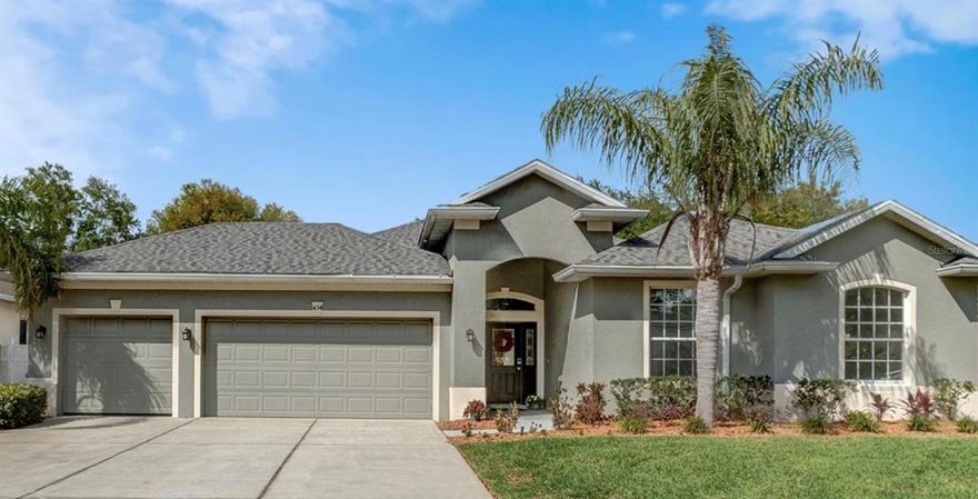 New Updated Spacious POOL HOME located in the beautiful Saxon Woods Community. Home has 3 bedrooms with an office/den (could be 4rth bedroom). This beautiful home features an oversized 3 car garage, large lot with no rear neighbors, vinyl fence, and is located in a Cul De Sac. Enjoy a piece of mind with Newer architecture shingled Roof, Newer AC, New Paint, New wood flooring (no Carpet), an Updated kitchen and much more. Your guests will love the covered entry that leads into your large spacious open concept living area with arched doorways pillars and soaring 10' ceilings. Wow your guests with your updated kitchen with huge center island and breakfast bar. Gather in your huge great room that leads out to your covered Lanai and pool. Enjoy entertaining and making family memories with your large pool built for swimming laps and entertaining with built in bench and stairs at each end. Pool is surrounded by brick pavers, vinyl fencing and newly planted sod. Saxon Woods is a great community close to tons shopping, I-4, and hospitals. It offers a community pool, playground and gated access. Original owner, Come and see it today before its gone!! ;Water: City