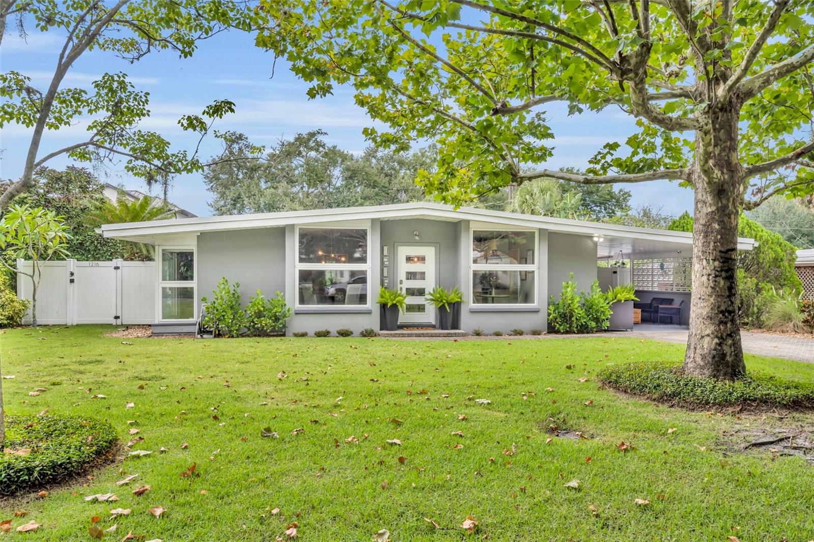 One or more photo(s) has been virtually staged. Welcome to this mid-century gem in the highly desirable Audubon Park neighborhood. When you first come inside you'll love the open kitchen and living room layout with tons of natural light from the large double-pane windows at the front of the home. Enjoy the full kitchen renovation with new cabinets, countertops, sink, disposal, backsplash, new appliances and flooring. This pool home features 3 bedrooms and 2 bathrooms in a single-story layout, a gorgeous sparkling saltwater pool, and a 160sqft detached office with AC. A spacious carport and driveway provide plenty of space for homeowners or guest alike with covered parking, or space in the oversized driveway. Unbeatable location in the middle of Audubon Park means this home is just steps away from the A-rated Audubon Park K-8 School, East End Market food hall, Kelly's Ice Cream, and all of the shops and restaurants that Audubon Park has nearby. Recent updates include a new roof in 2020, new water heater in 2022, updated electrical, newer interior and exterior paint, new vinyl fencing, new pool refinish and paver deck, new pool salt generator, new front door, landscaping, and a full laundry renovation. Be sure to check out this home before it's gone because homes like this in Audubon Park don't last long!