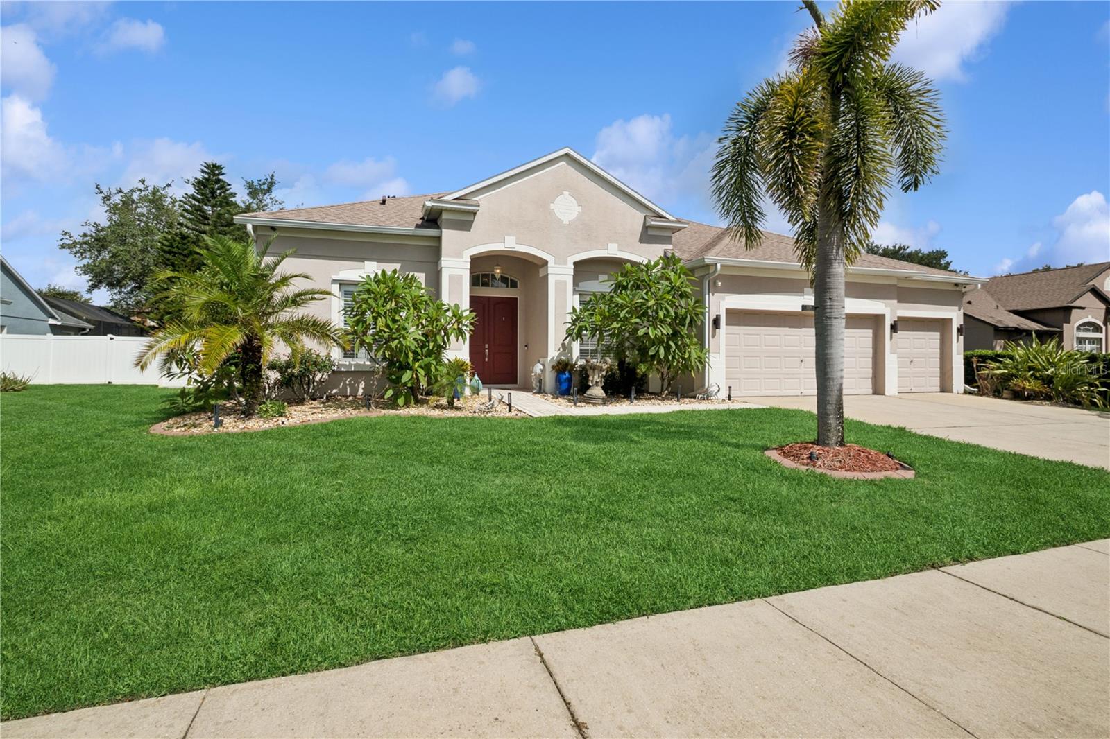 Welcome home to The Cove! Discover this lovingly maintained 4-bedroom, 3-full bathroom pool home with office (optional 5th bedroom) plus 3-car garage in the gated community of The Cove in Lake Mary. Nestled on a quarter acre lot with a fully fenced and spacious backyard, this home offers the perfect blend of luxury, comfort, and functionality. Some of the highlights of this one-story home include a 3-way split floorplan, high ceilings, crown molding, plantation shutters and blinds, wood & tile flooring (no carpet), a solar heated pool plus pavered lanai, firepit & sundeck. The large primary bedroom features sliding doors to the pool, dual walk-in closets and an ensuite bathroom with dual vanities, a soaking tub, and a separate walk-in shower. The heart of the home is the open-concept kitchen with generous counter space and cabinets, solar tube for added light, stainless steel appliances, granite counters and a large pantry closet -- all with views to the pool and backyard! The owners have already replaced the roof (2021), A/C (2021), and Hot Water Heater (2020). Smart home technology includes the ring doorbell, interior motion sensors, ring sensors on doors and windows, thermostat, remote garage open/close. All appliances, including washer and dryer and wine refrigerator, will convey to the new owners. The home is in an ideal location for quick access to Lake Mary & Sanford dining and entertainment and is zoned for the highly rated Seminole County school district. Just minutes to SR 417, I-4, 45 minutes to the beach, 30 minutes to Orlando International Airport and 45 minutes to the Orlando theme parks. Schedule your tour of this exceptional home today! Some photos have been virtually staged. This home is under audio / visual surveillance.
