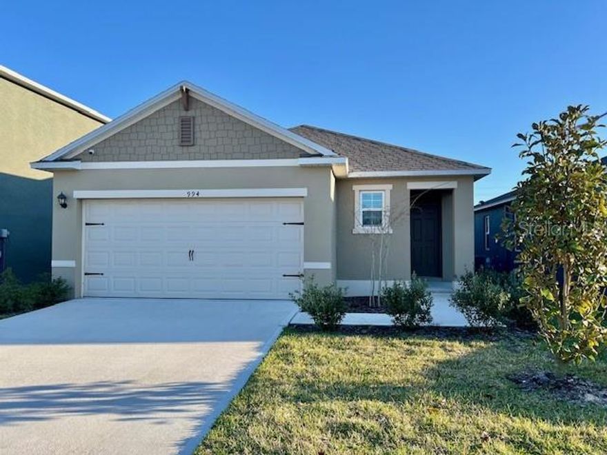 NEW HOME FOR RENT (Possible Lease Purchase) - Features block construction, stainless steel appliances, sleek granite countertops, ceramic tile floors, digital front door, connected smart home technology, and additional added upgrades: screened-in back porch, (4) ceiling fans, upgraded fresh paint, decorative cabinet knobs, shower curtain rods, ADT monitoring with IQ digital panel with outdoor camera monitoring if Tenant desires for optional fee.  NOTE:  If Lease/Purchase is desired, approx. $9K plus some closing costs can get you to closing at special 5% interest rate if Buyer is approved by Seller's lender for this assumable loan. [NOTE:  THE BLUE STRIPE WALL HAS BEEN PAINTED A LIGHT GRAY, PICTURES WILL BE UPDATED IN NOVEMBER.]
AREA FEATURES: Convenient location minutes from medical facilities, churches, restaurant, Home Depot and other nearby amenities.
COMMUNITY FEATURES: Pool & Cabana, Nature Trails, Fitness/Fitness Stations, Park Benches, Playground
Spacious home with plenty of storage, closet pantry, two linen hallway closets, high ceilings and more! The large well-kept holding pond shows beautiful skies at sunrise for your morning coffee (and no rear neighbors directly behind)! [...Maybe I should have started with that!] Come live the good life!