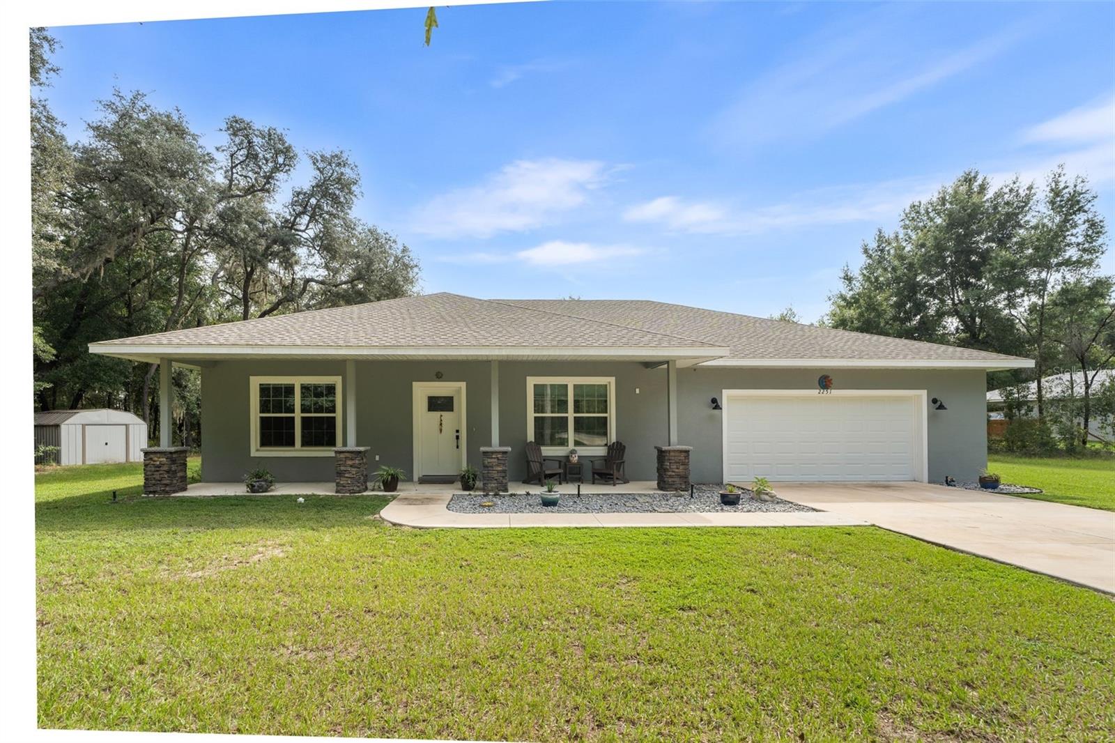 Brand New in Rainbow Lakes Estates!
This private and stylish 3-bedroom, 2-bathroom custom-built home has all the thoughtful touches the owners designed to keep forever. Inside you’ll find super-tall ceilings, a bright and open-concept living area, a farmhouse sink, split floor plan with laundry off the primary suite, an incredible double walk-in shower, and a spacious walk-in closet.
Step outside to enjoy an acre with wooded sections for privacy, a fenced yard, a screened back porch, and an oversized attached garage — perfect for workshop and storage space. Natural landscaping makes this a quiet retreat, while still being just minutes to Rainbow Springs State Park, Juliette Falls Golf Course, and Ocala.
This is the crown jewel of Rainbow Lakes Estates. Sellers are motivated — bring all offers!
