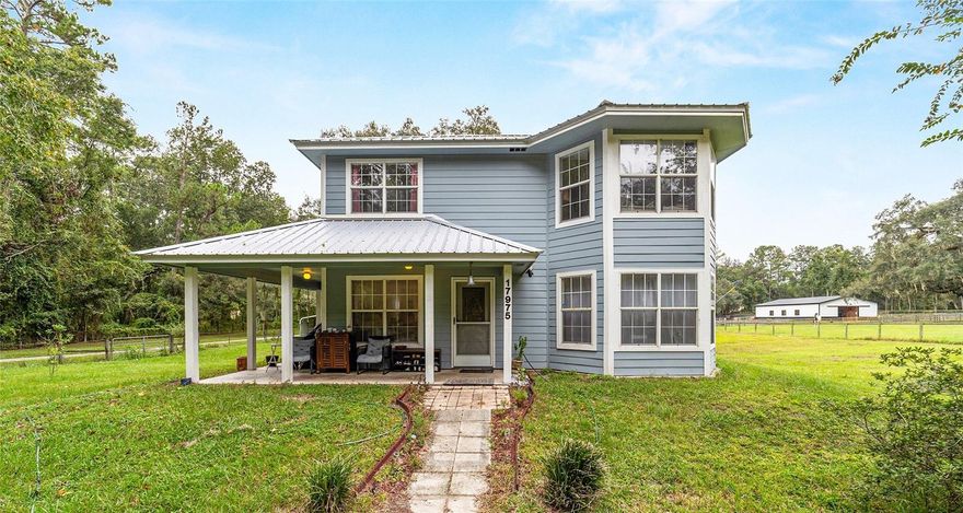 Welcome to this charming, beautifully maintained 3-bedroom, 2.5-bath two-story home nestled in the heart of horse country. Perfectly combining comfort, functionality, and recent updates, this property offers a serene lifestyle just minutes from the World Equestrian Center and all that Ocala has to offer.
Step inside to a spacious and well-designed layout featuring multiple living areas—ideal for both everyday living and entertaining. The main floor includes a convenient half bath and large bay windows that flood the space with natural light. Upstairs, you'll find three generously sized bedrooms, including a bright and airy primary suite, along with two full bathrooms for added convenience.
This home comes with peace of mind and energy efficiency thanks to recent upgrades, including a NEW METAL ROOF (2023), A/C unit (2023), and hot water heater (2024). 
Set on over an acre of land with mature trees and a peaceful, private setting, the outdoor space offers endless possibilities—from gardening to relaxing evenings under the stars around the firepit. Enjoy the tranquility of country living with the convenience of nearby amenities and equestrian events.