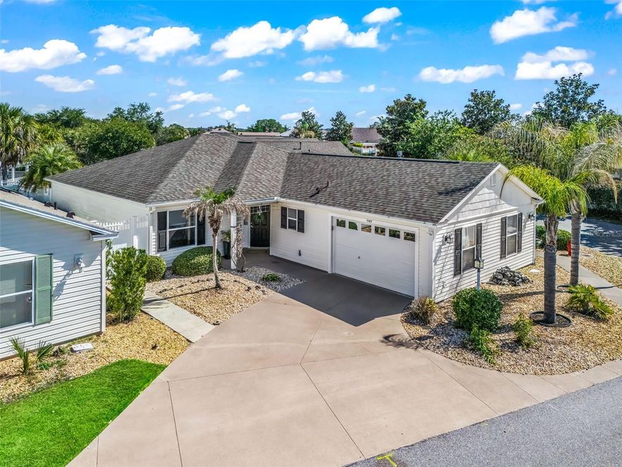 Rare gem in The Village of Sabal Chase! This beautifully modified 3/2 Anna Maria Courtyard Villa offers the perfect combination of spacious designer-style living and the low-maintenance convenience of courtyard villa life. Situated on a large corner lot with plenty of room for a pool, this exceptional home is being offered turnkey and is ready for you to start enjoying The Villages lifestyle immediately.

Inside, you’ll find 1,883 square feet of beautifully upgraded living space with no carpet anywhere. The thoughtfully designed kitchen is a true standout, featuring granite countertops, a large center island perfect for meal prep or entertaining, newer appliances, a gas stove, and roll-out shelving in the cabinets for added convenience.

The vaulted ceilings in the living room create an open, airy feel, while the kitchen, dining, and living areas flow seamlessly into a surprising bonus living space, offering incredible flexibility for entertaining, relaxing, or creating your ideal hobby or media room. Newer interior paint and updated lighting fixtures add a fresh, modern touch throughout.

The spacious primary suite offers a large walk-in closet with custom shelving and an updated ensuite bath, while both bathrooms have been tastefully upgraded. Every closet in the home features additional custom shelving for exceptional storage.

Step outside to your private backyard retreat, where you can relax and enjoy the Florida breezes beneath the shade of your electric awning. Overflow parking is conveniently located just around the corner.

Major updates provide peace of mind, including a new roof (2022) and hot water heater (2023).

The location is hard to beat—between the sixes and just minutes from Lake Sumter Landing Market Square, with easy access to Bacall & Bogart Executive Golf Courses, Havana Country Club, the Kenya Championship Course, SeaBreeze Recreation Center, Sabal Chase Pool, shopping, dining, and entertainment.

Remaining bond: $3,809.80

Homes like this don’t come along often—schedule your private showing today!