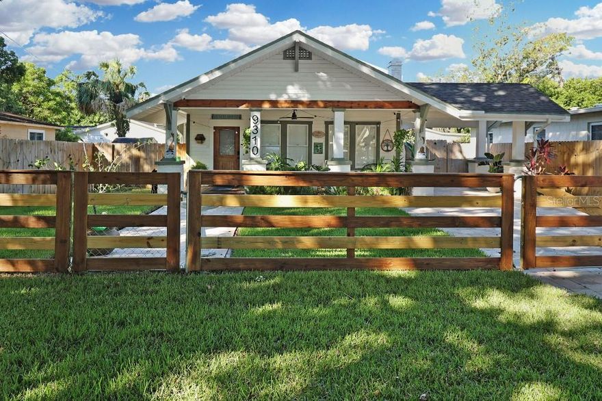 Beautiful 1926 bungalow blending historic charm with a modern twist. Featuring 10-ft ceilings, vaulted living spaces, and abundant natural light, this home offers an open and inviting layout. Updated kitchen and bathrooms, new roof (2021) and HVAC (2018), and move-in ready condition. Expanded climate-controlled areas provide approximately 1,700 sqft of functional living space. Enjoy a welcoming front porch, fenced yard, carport, and additional parking. Located on a quiet street with convenient access to Tampa’s dining, shopping, and downtown.