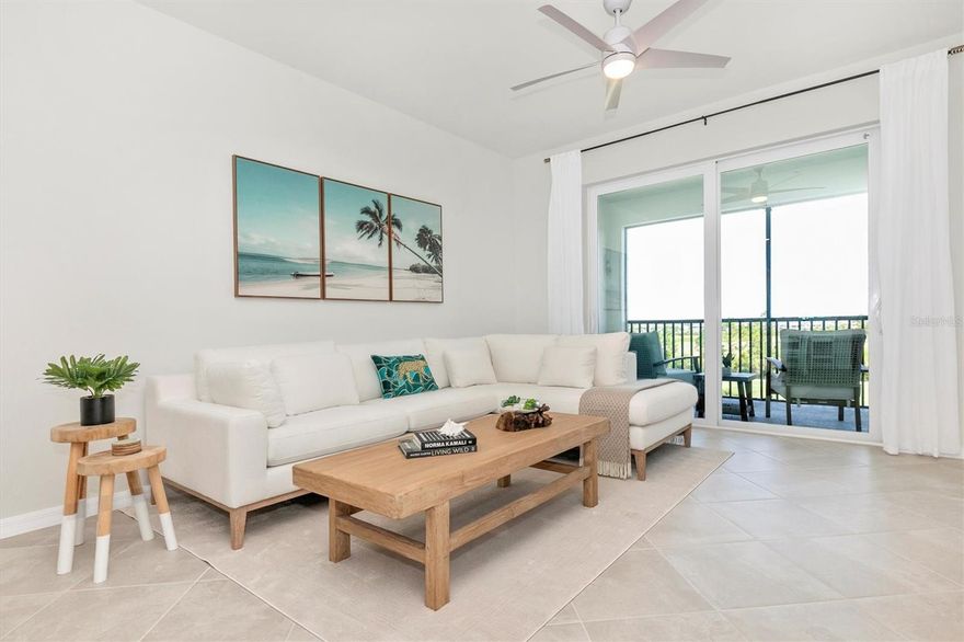 Your Dream Vacation Awaits! Whether it's a girl's getaway, a golf trip with friends, a romantic time with your significant other, or a work-from-home experience that feels like a vacation, we have the perfect spot for you! Introducing this stunning, brand-new 2-bedroom, 2-bath condo on the 4th floor, boasting breathtaking views of the Gordon Lewis Championship Golf Course. The golf course is ready for play, and the Sunshine State is calling your name! As you arrive at your very own covered parking spot, you will find the elevator just a few steps away for your convenience, go up to the 4th floor and just to the left you can immediately enjoy breathtaking views. You will be in awe as you open the main door, this condo was decorated with a tropical beach and chic vibe that you will enjoy throughout the rooms. First, you will find a very spacious kitchen with a center island and seating for 6, fully equipped to cook your most delicious meals, lots of cabinetry space, S/S appliances, coffee maker, toaster, wine glasses, pots and pans, and more. To the right you will find a tastefully decorated bedroom with a Queen size bed and top-of-the-line mattress and your very own TV, linens and towels just outside of the bedroom at the linen closet, and right next to it is a full bathroom with a laundry room. An open concept Dining and Living room with a 65” TV to enjoy your favorite shows, and very stylish and comfortable furniture, right next to it is the sliding glass door that takes you to the lanai, with a beautiful and peaceful setting and gorgeous views of the 10th hole and 11th tee, where you can enjoy your favorite drink while you can witness the sunrise or sunset. The Primary room has  window overlooking the golf course, King size bed and top of the line mattress too, also you very own TV, two walking closets and a spacious en-suite bathroom with spa-like feel and a linen closet full of beach towels, towels and bedding set. As part of the amenities the community offers Lagoon-style pool & spa, miles of walking trails, Tiki bar, Tennis & pickleball courts, Fitness center, Golf & tennis pro shop. Explore the vibrant Downtown Wellen Park and CoolToday Park, just minutes away. Plus, enjoy the nearby unspoiled beaches, unique flora and fauna, exciting retail, and dining options, new Costco just a few minutes away. This is the ultimate vacation destination for world travelers! Monthly rentals available. Monthly Off-Season $3500. Golf privilege for additional transfer fee. Monthly High Season: $5500. Don't miss this opportunity to experience luxury living in Florida's sought after Wellen Park Golf & Country Club! Contact me for more details and book your stay today!