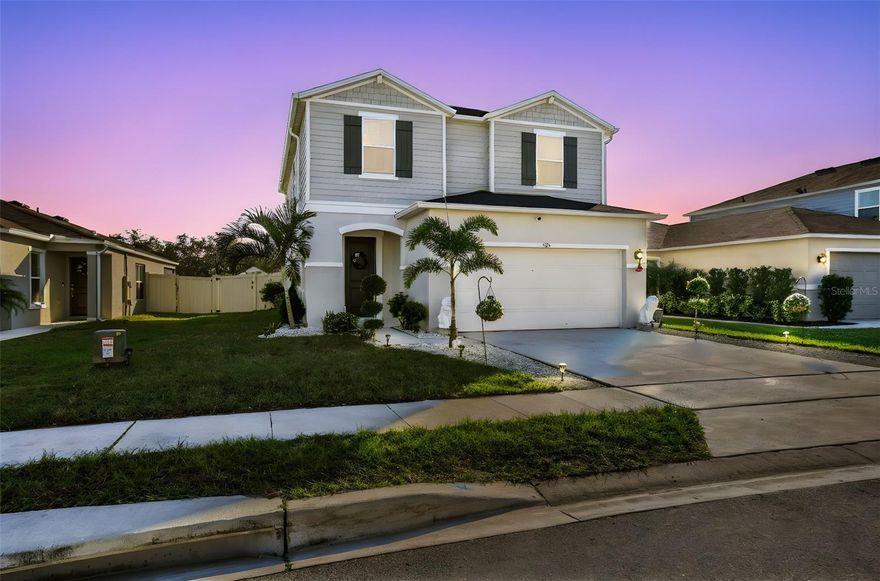 **SUPER cute home, superbly maintained ready to move in!  Hot tub on lanai conveys.  **Welcome to your 4 bedroom 2.5 bath home!  Enjoy sunsets on the back lanai with your favorite beverage!  All bedrooms are upstairs so a nice retreat when ready to relax.  First floor is your entertainment area with a huge kitchen / dining room combo with plenty of room to entertain! Large sliders that lead out to the back yard with landscaping in place and hot tub.  Remainder of builder warranty in effect.  Inside laundry and pantry area.  **Conservation is here in the backyard and ready to enjoy**  Yard is totally fenced!  Gutters included on home as well.  Your home oasis is waiting for you!!